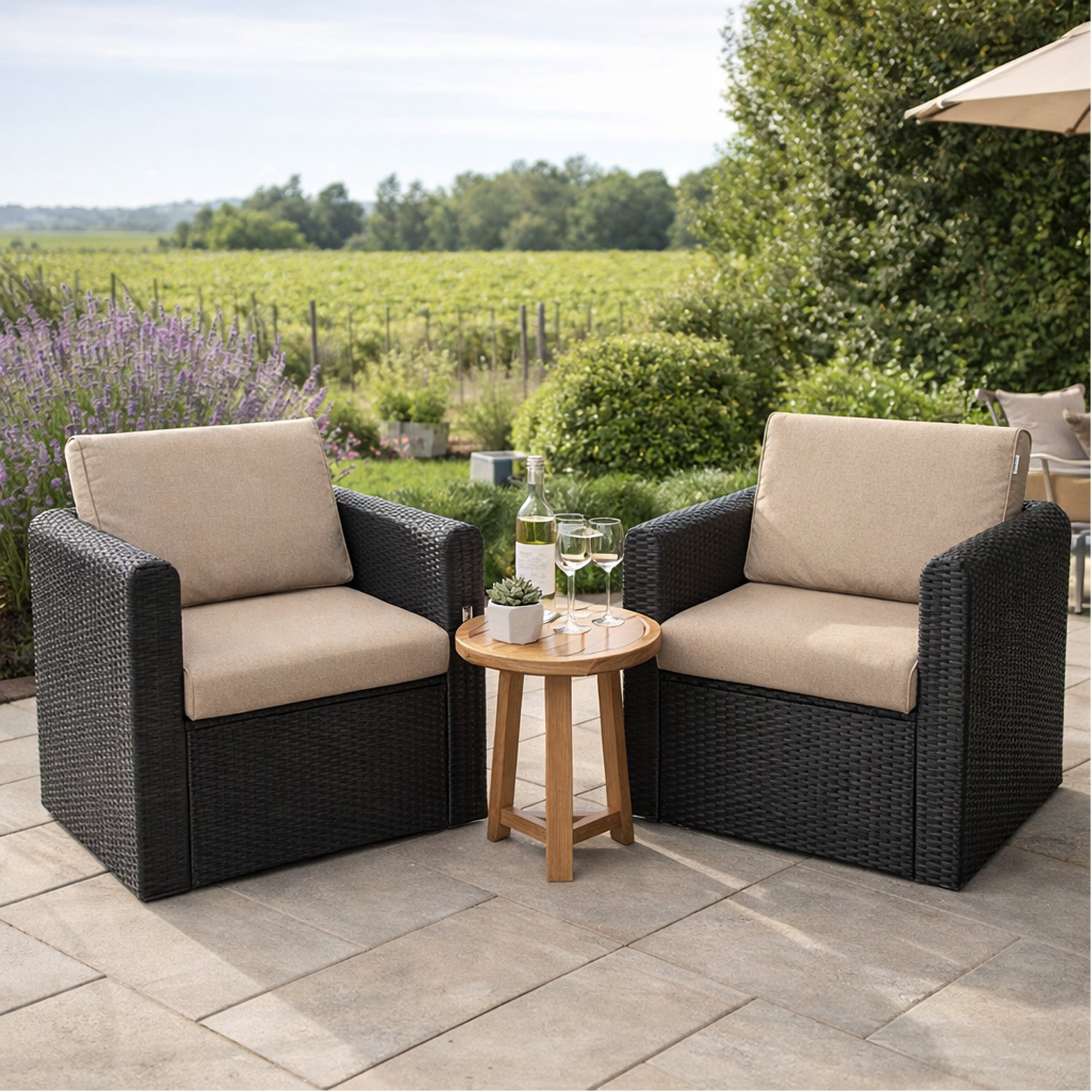 MILLYBO Gartenkissen für Rattanmöbel NEL Bequeme Sitz- & Rückenauflage: Beige