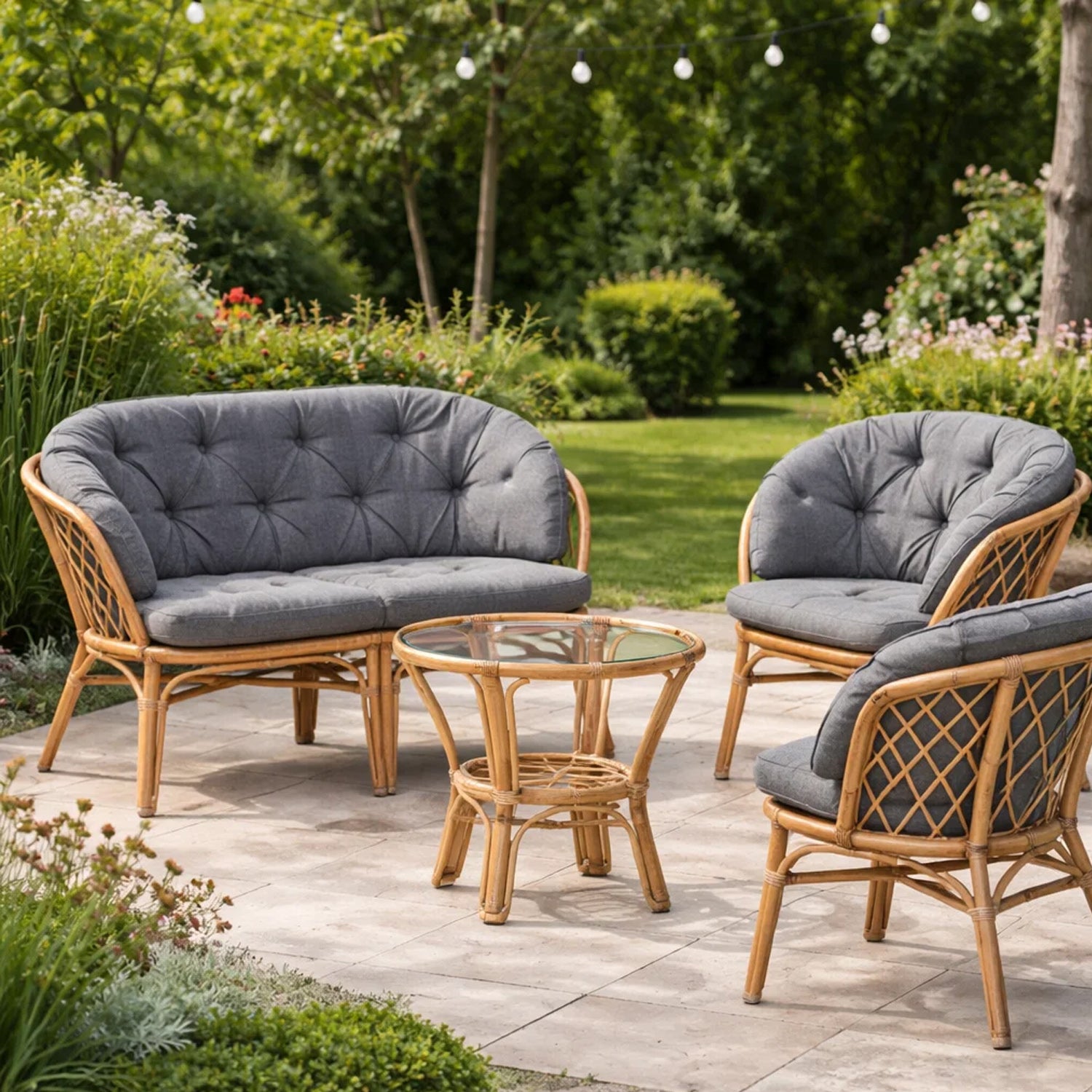 Gartenkissen für Rattanmöbel große AMANDA – 100 x 50  cm, 150 x 38 cm - Graphit