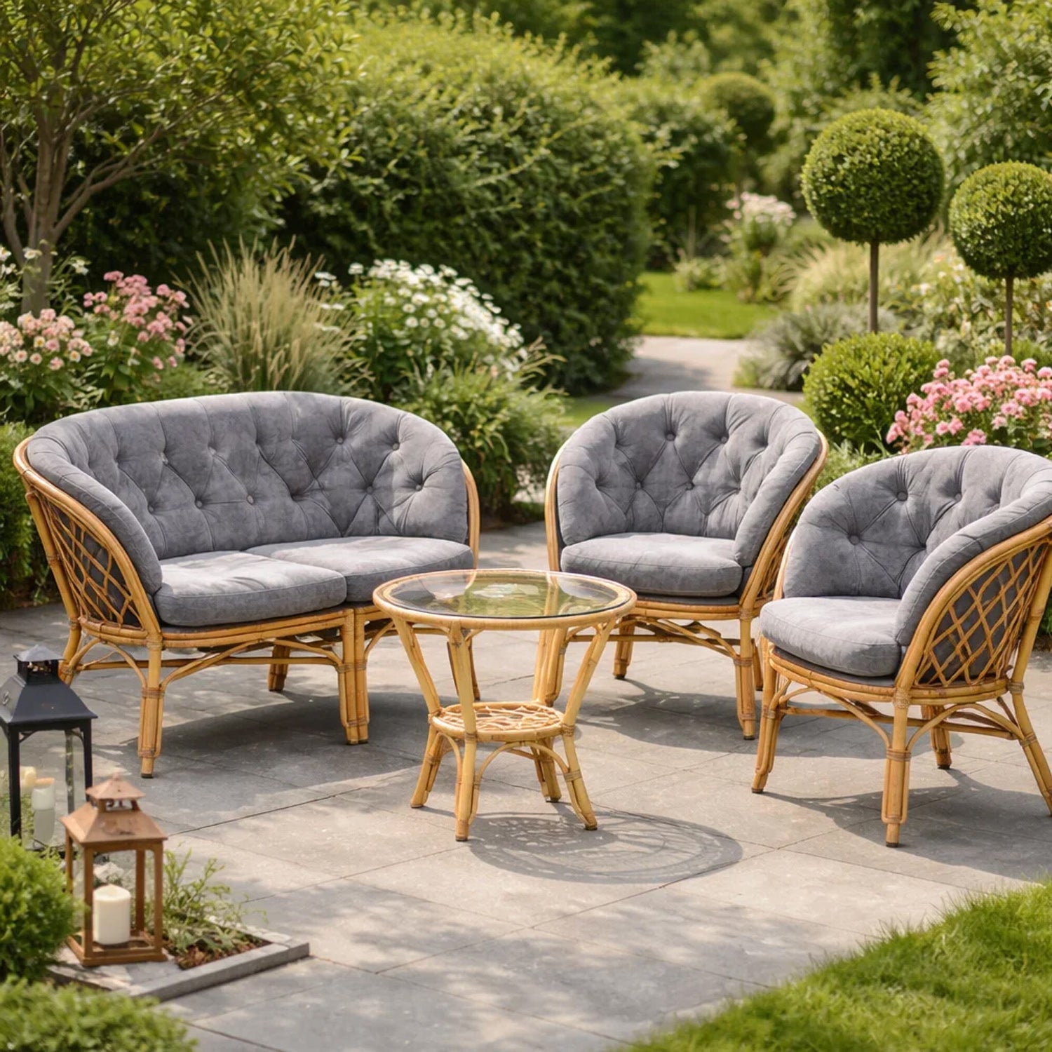 Gartenkissen für Rattanmöbel kleine AMANDA – 50 x 50  cm, 100 x 38 cm - Graphit