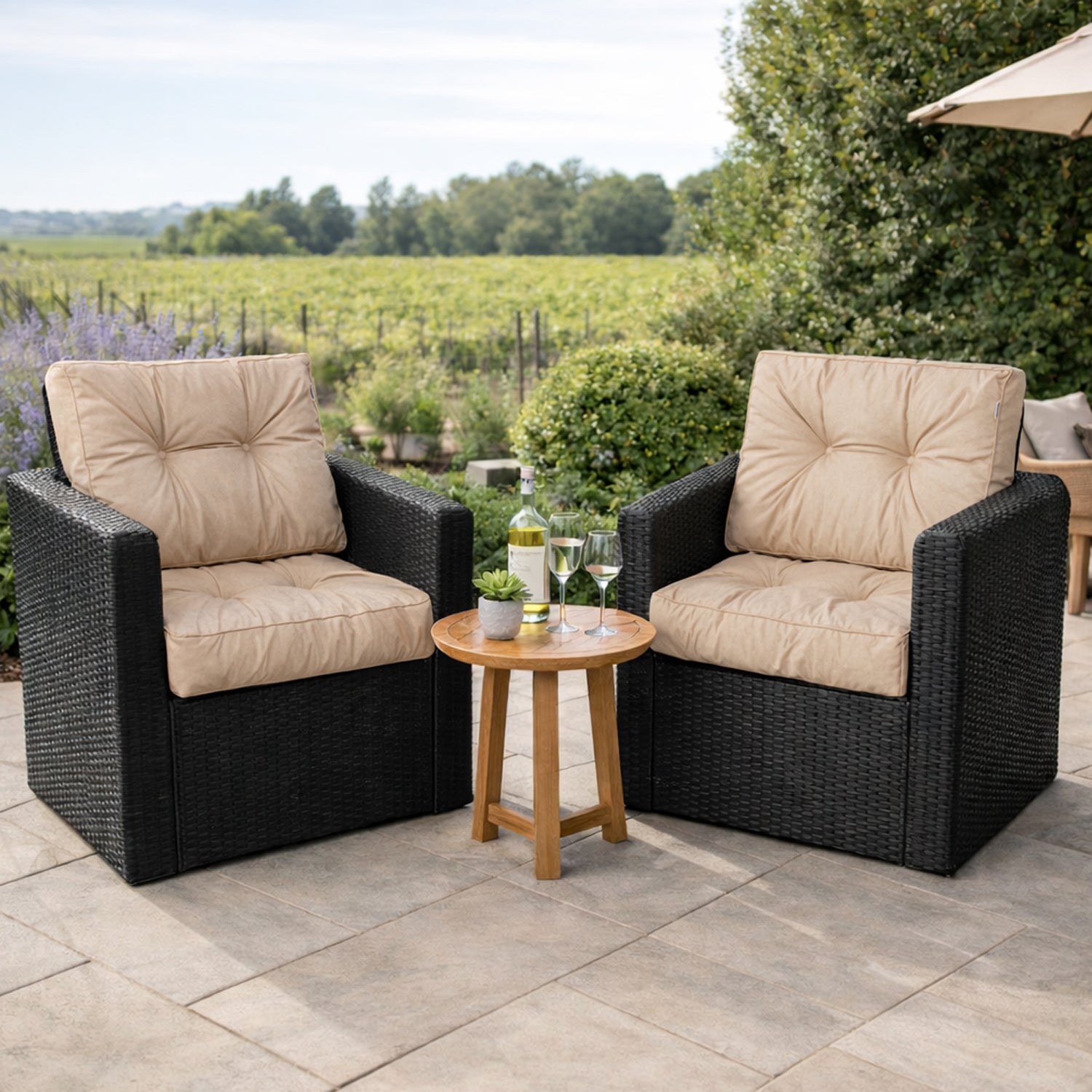 MILLYBO Gartenkissen für Rattanmöbel KAJA Bequeme Sitz- & Rückenauflage: Beige