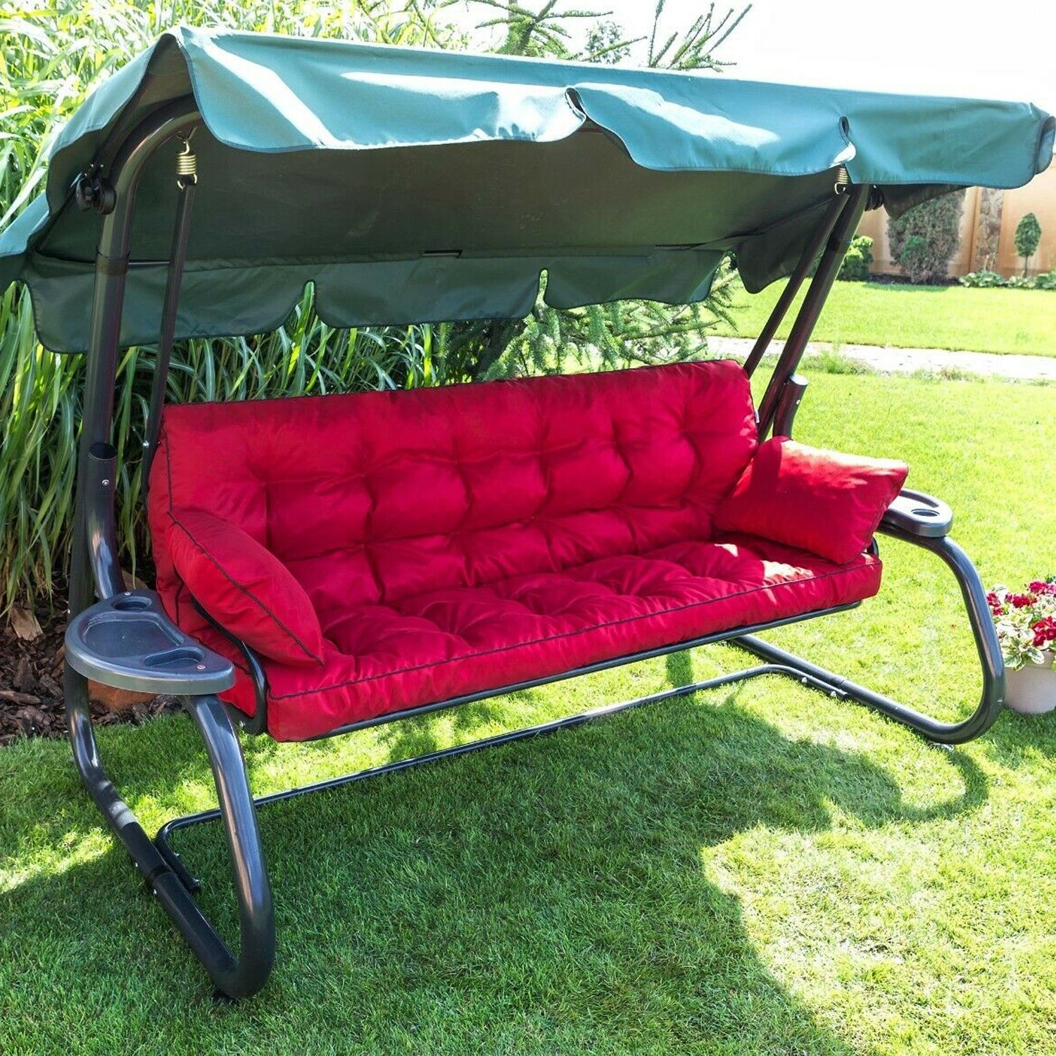MILLYBO Hollywoodschaukel Sitzkissen 100–180 cm Auflage – Gartenschaukel Polster POLA - Rot