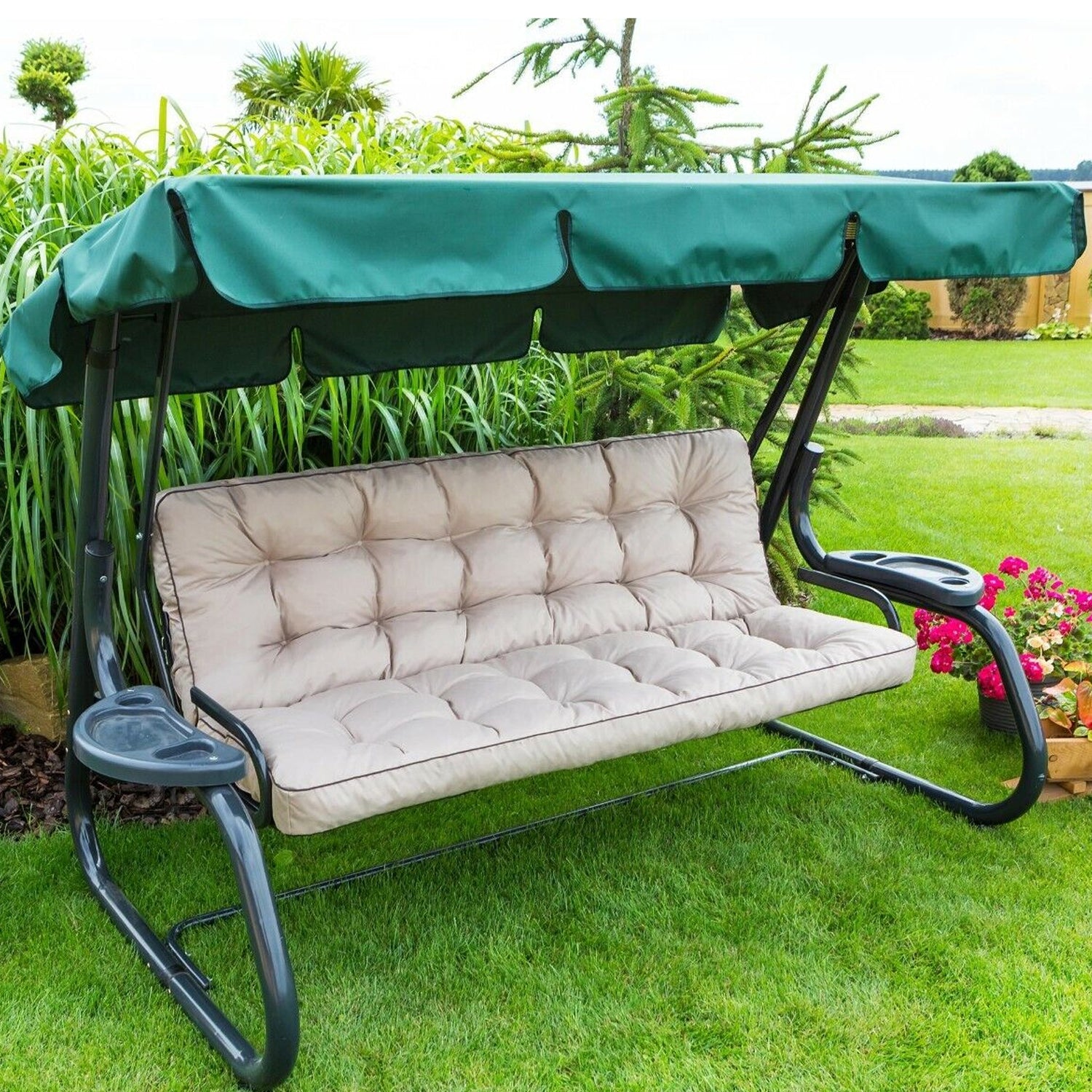 MILLYBO Hollywoodschaukel Sitzkissen 100–180 cm Auflage – Gartenschaukel Polster POLA - Beige