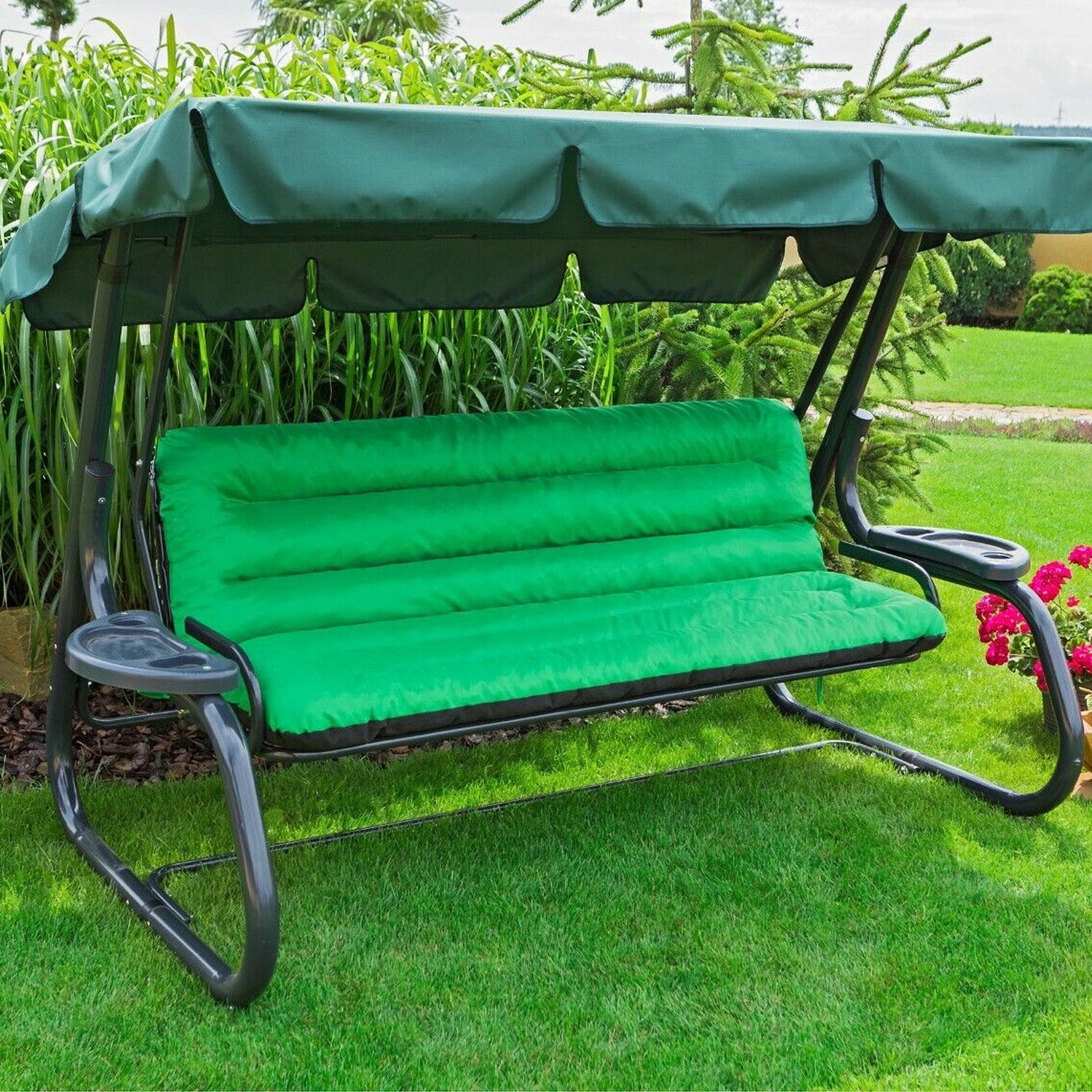 MILLYBO Hollywoodschaukel Sitzkissen 120–180 cm Auflage – Gartenschaukel Polster ANIA - Grün