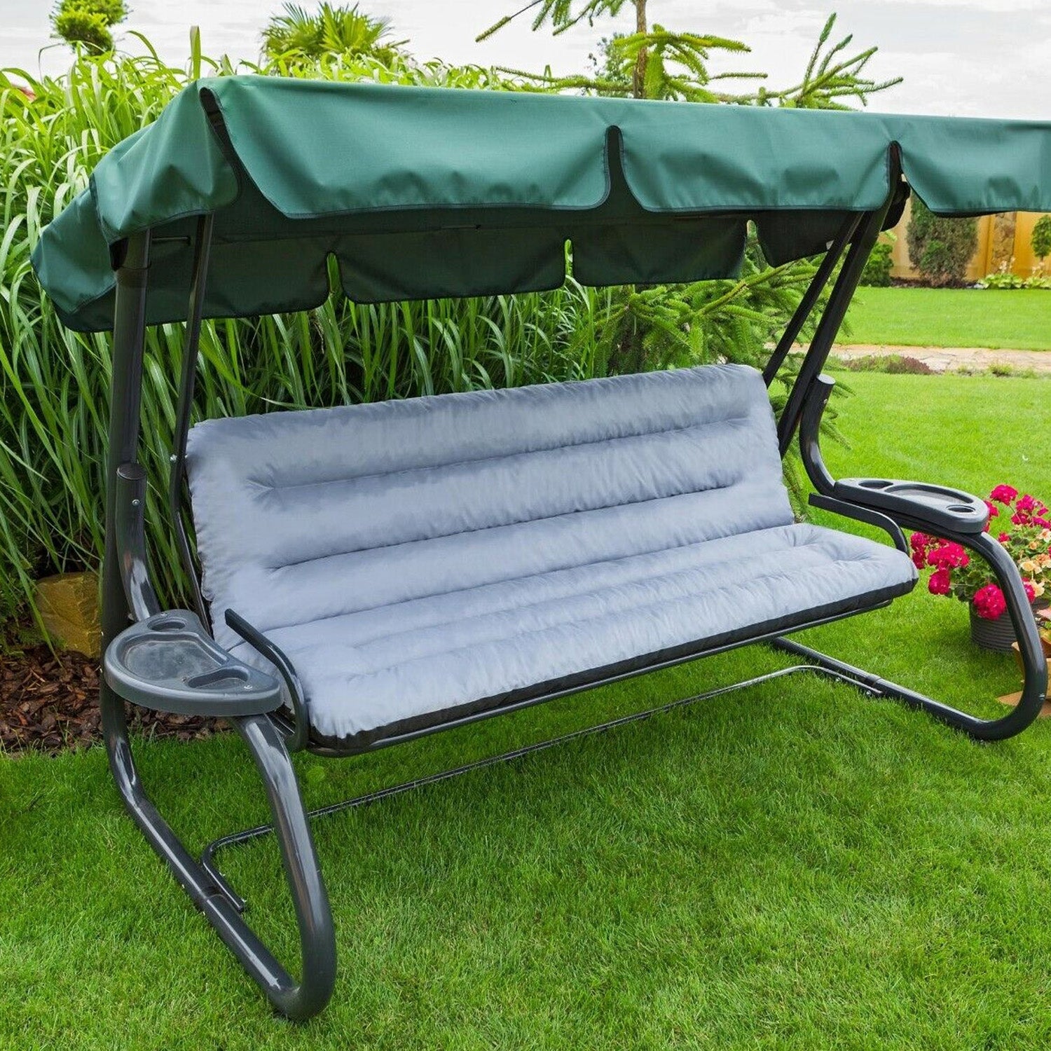 MILLYBO Hollywoodschaukel Sitzkissen 120–180 cm Auflage – Gartenschaukel Polster ANIA - Hellgrau