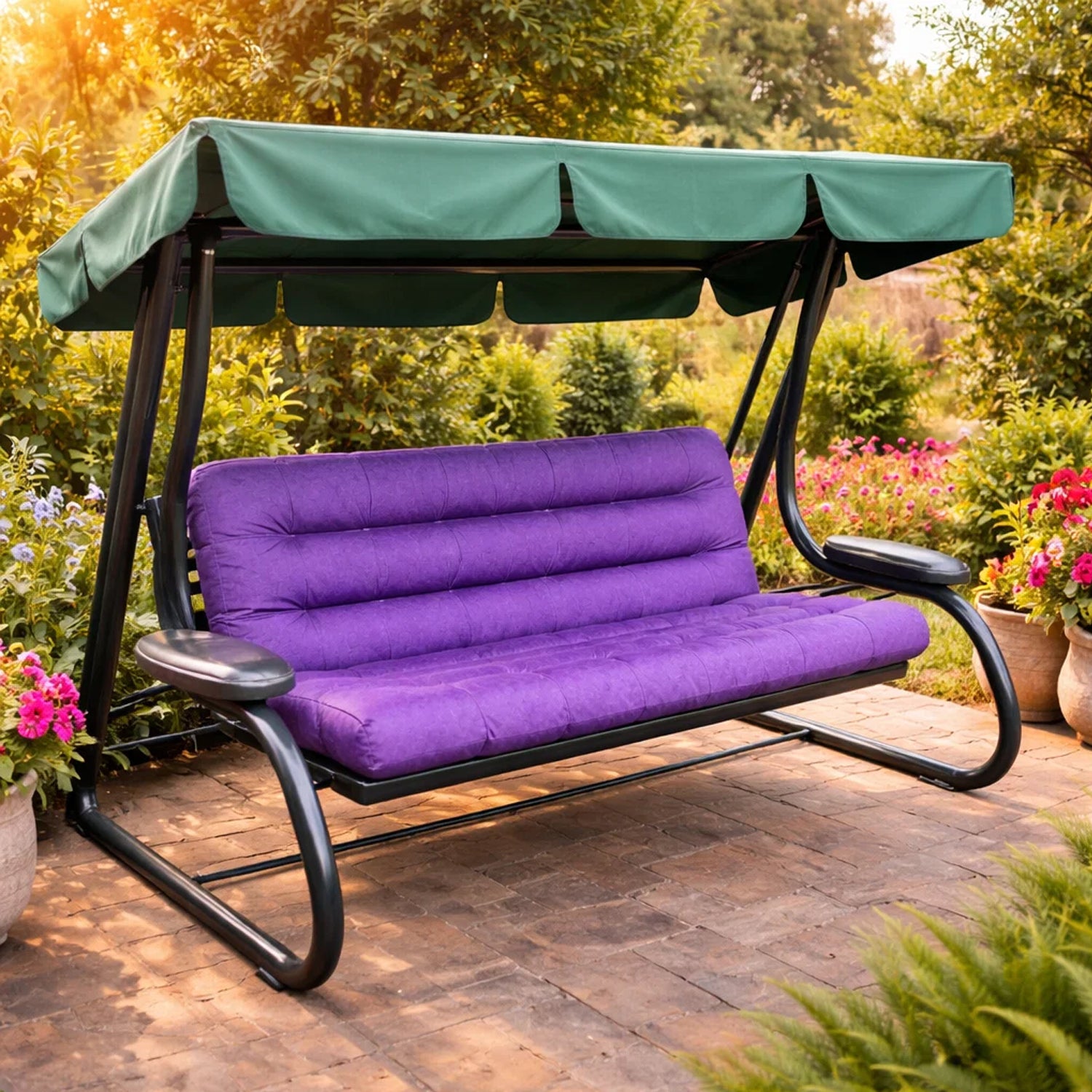 MILLYBO Hollywoodschaukel Sitzkissen 120–180 cm Auflage – Gartenschaukel Polster ANIA - Lila
