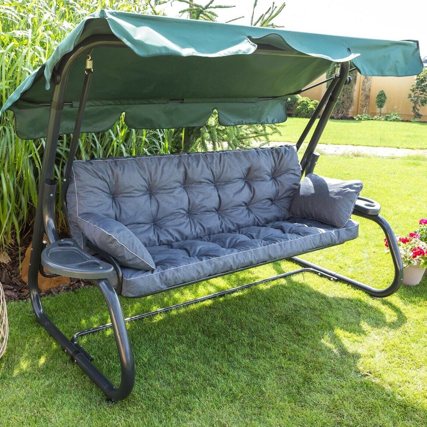 MILLYBO Hollywoodschaukel Sitzkissen 100–180 cm Auflage – Gartenschaukel Polster POLA - Dunkelblau