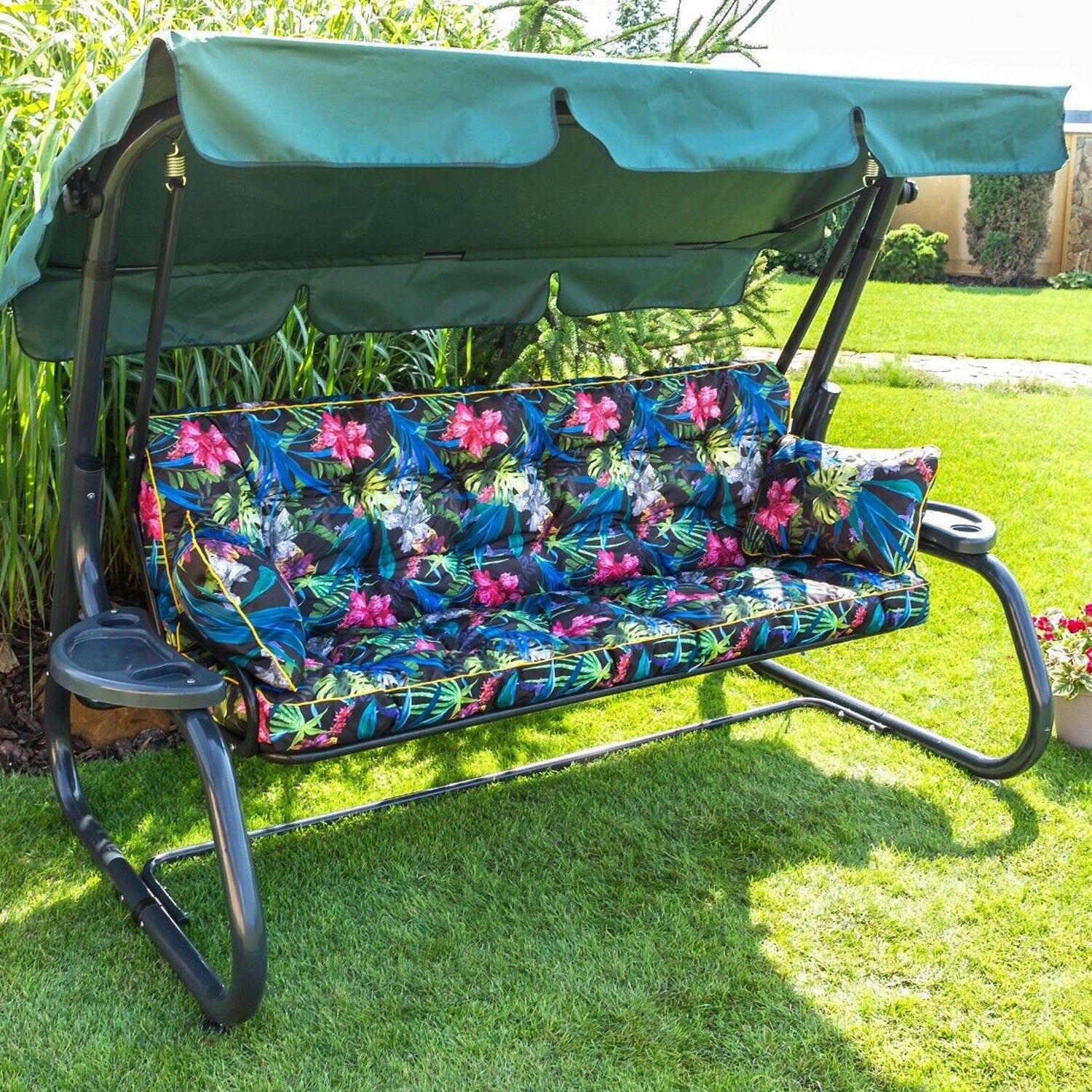 MILLYBO Hollywoodschaukel Sitzkissen 100–180 cm Auflage – Gartenschaukel Polster POLA - Bunte Blätter