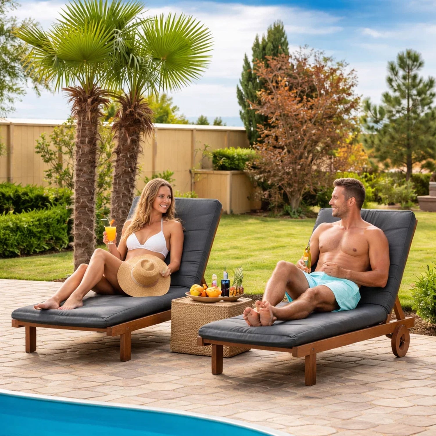 MILLYBO Kissen für Strand- & Gartenliegestühle  Liegestühle BEATRIZ - Bunte Blätter