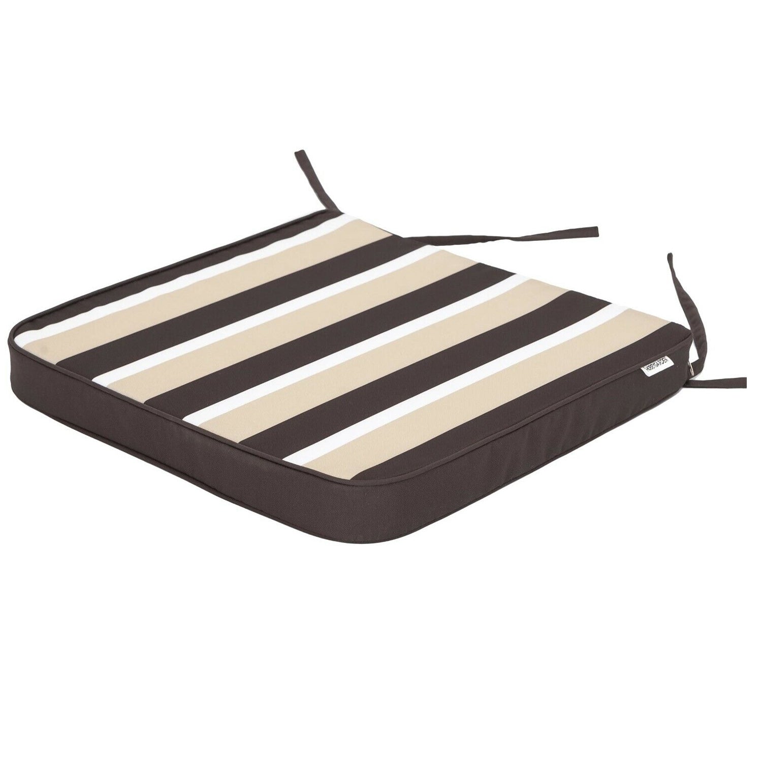 MILLYBO Gartenstuhlauflage – Sitzkissen für Gartenstühle & Balkonmöbel MASZA- Braun mit Streifen
