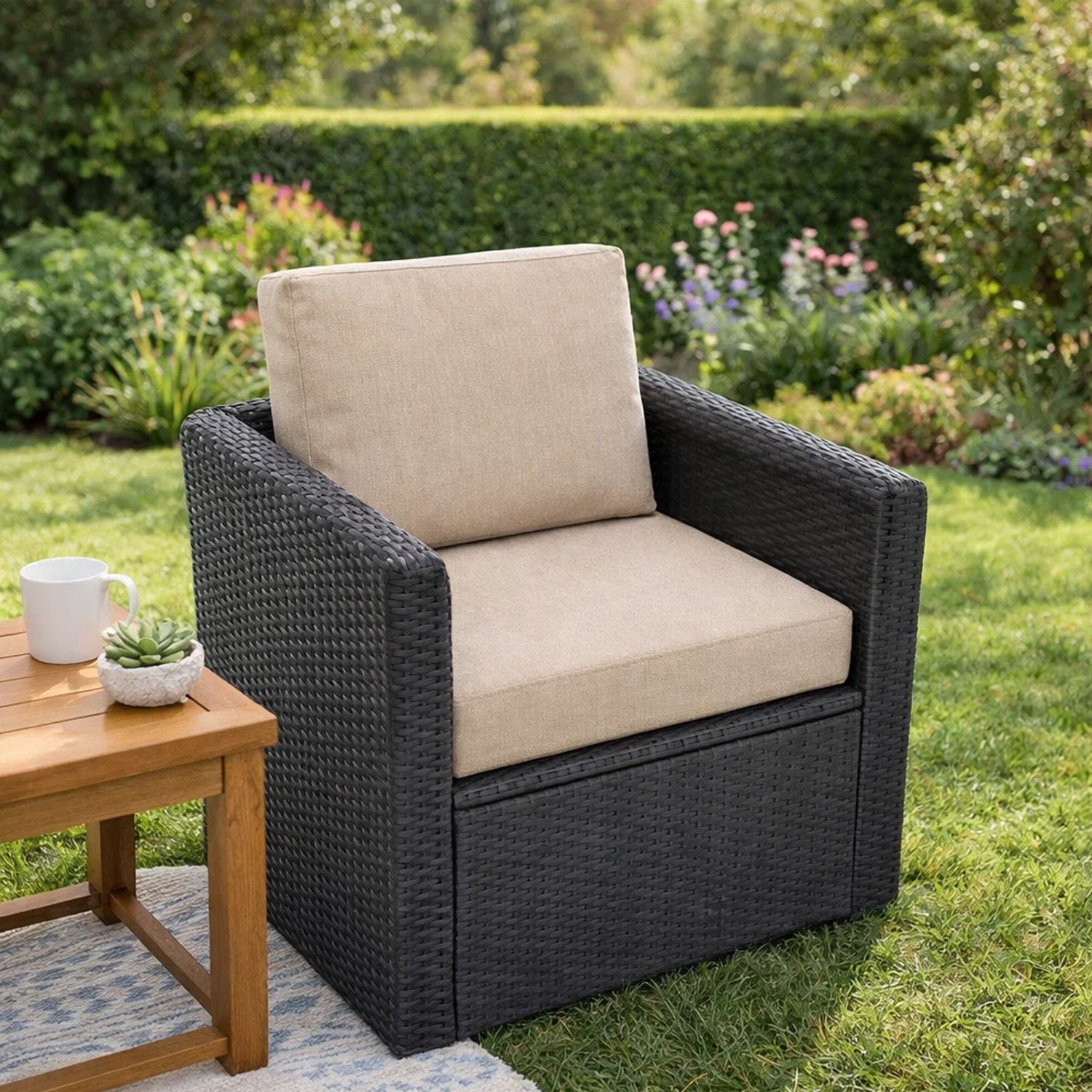MILLYBO Gartenkissen für Rattanmöbel MIA TECH Bequeme Sitz- & Rückenauflage: Beige