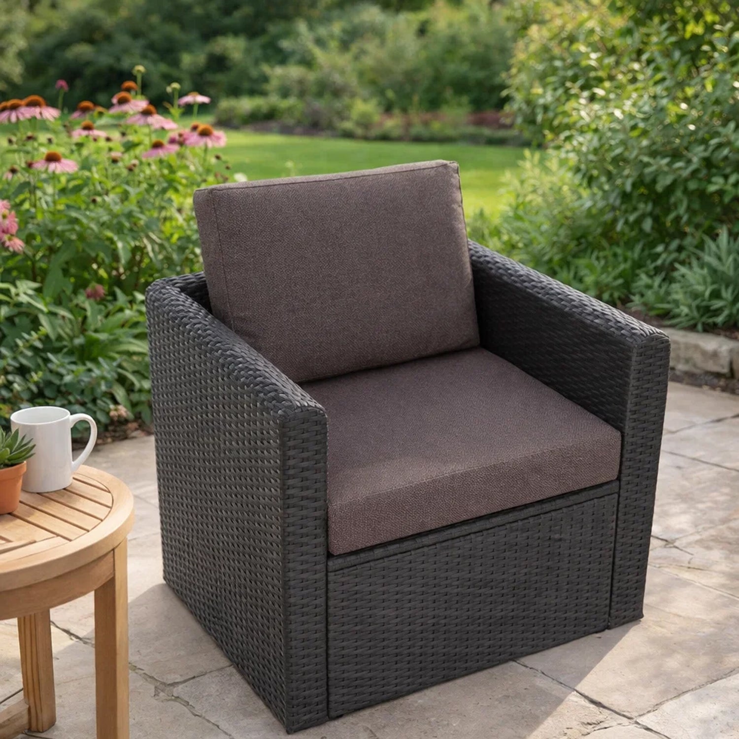 MILLYBO Gartenkissen für Rattanmöbel MIA TECH Bequeme Sitz- & Rückenauflage: Braun