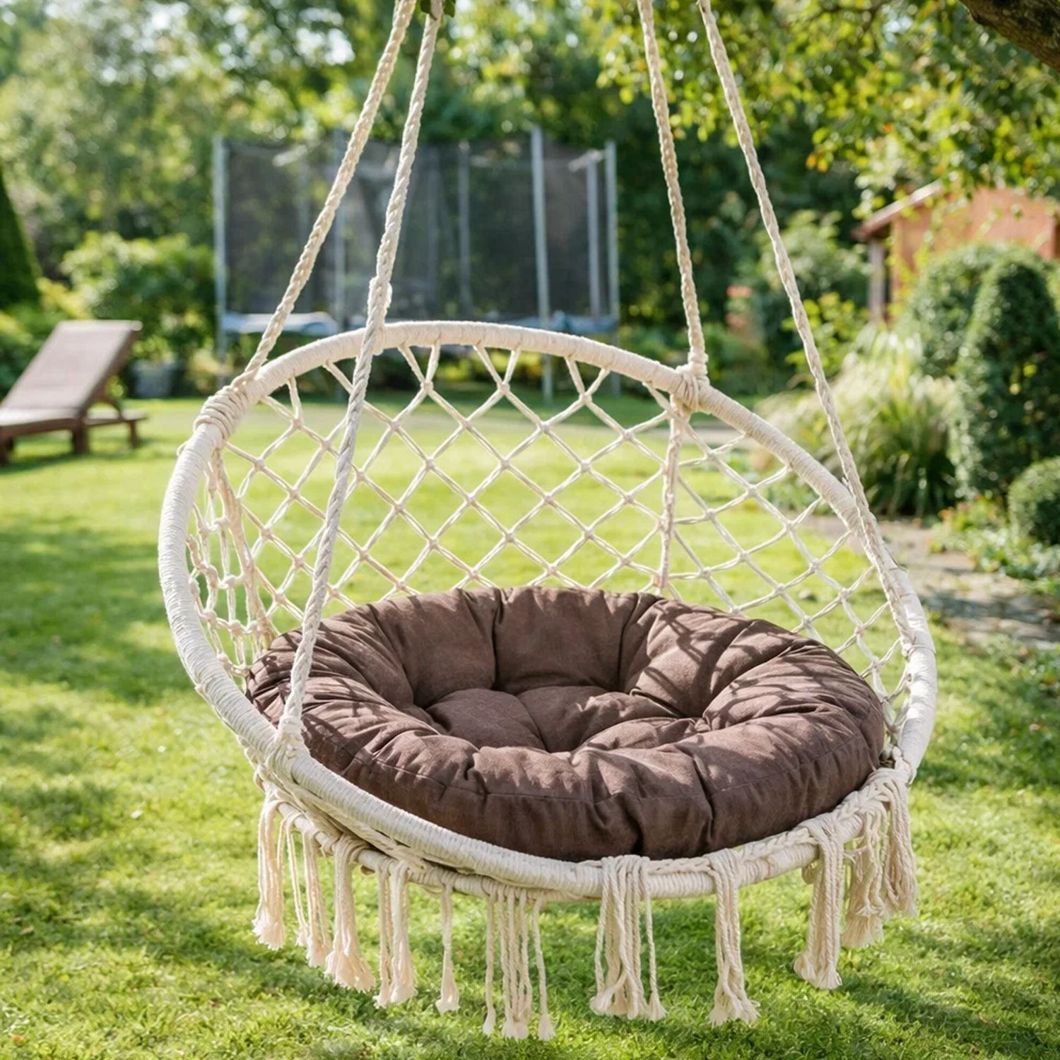 MILLYBO Schaukelkissen 65 cm STORK – Hängeschaukelkissen rund Gartenkissen - Braun