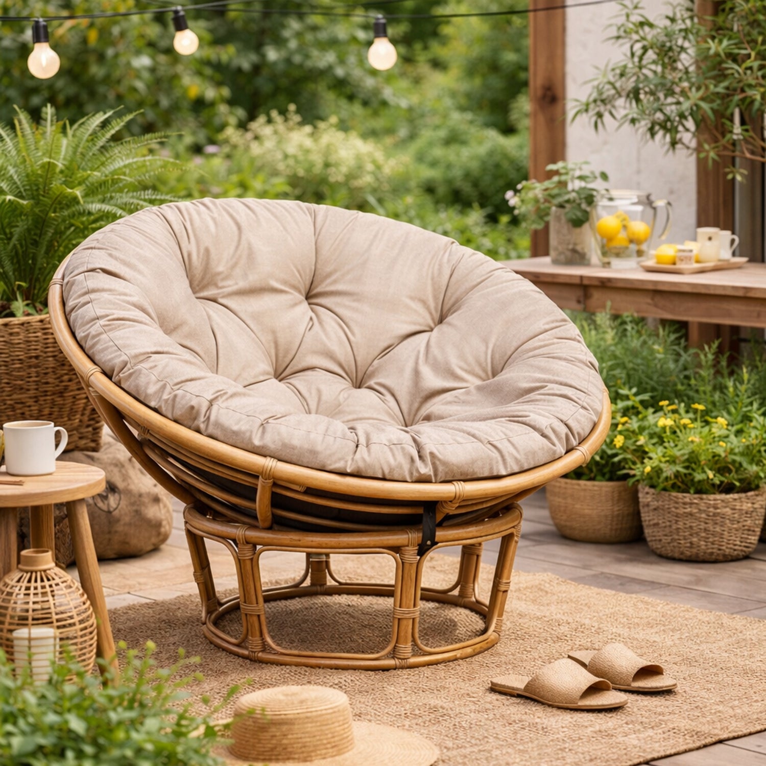 MILLYBO Papasan Sitzkissen SOA 114 cm – Polster Auflage für Rattansessel, Hängesessel & Schaukel: Beige