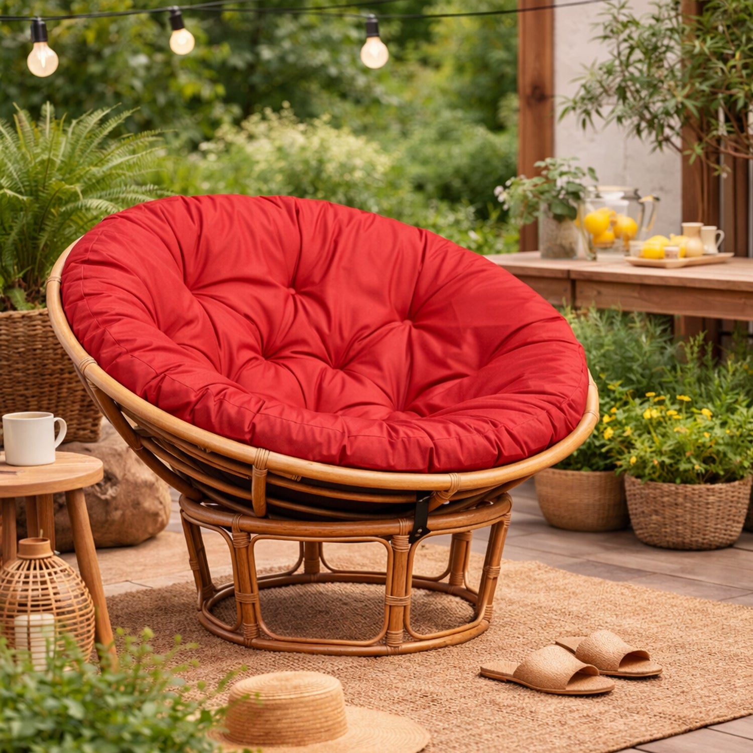 MILLYBO Papasan Sitzkissen SOA 114 cm – Polster Auflage für Rattansessel, Hängesessel & Schaukel: Rot