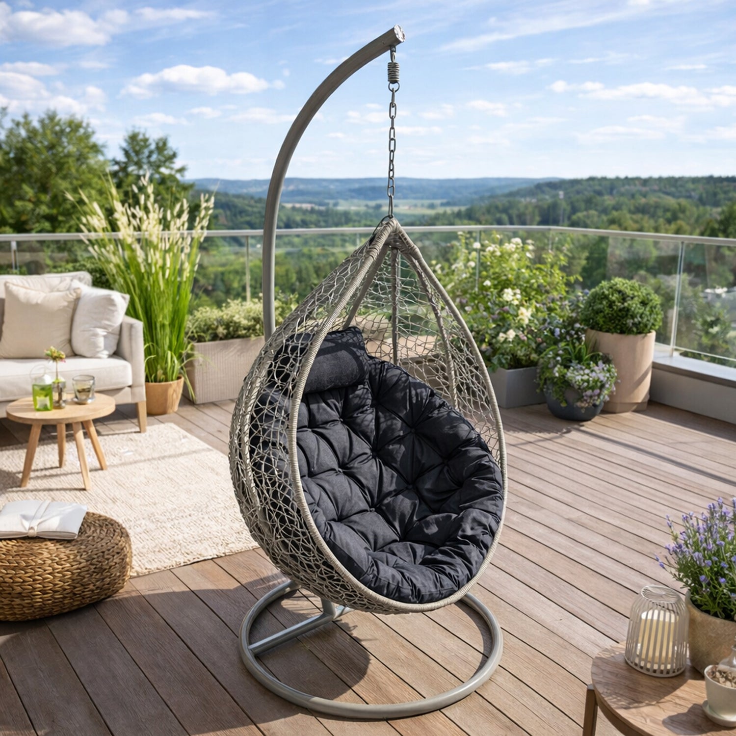 MILLYBO Sitzkissen für Hängesessel & Hängeschaukel  MOON Cocoon Kissen - Schwarz