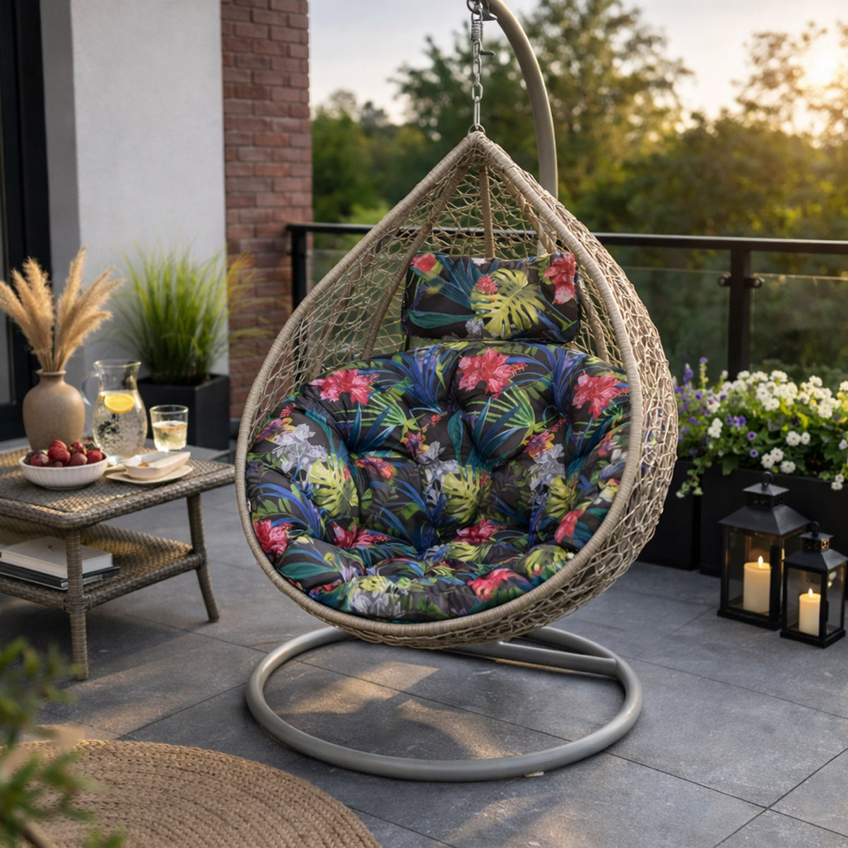 MILLYBO Sitzkissen für Hängesessel & Hängeschaukel  LUNA Cocoon Kissen - Bunte Blätter
