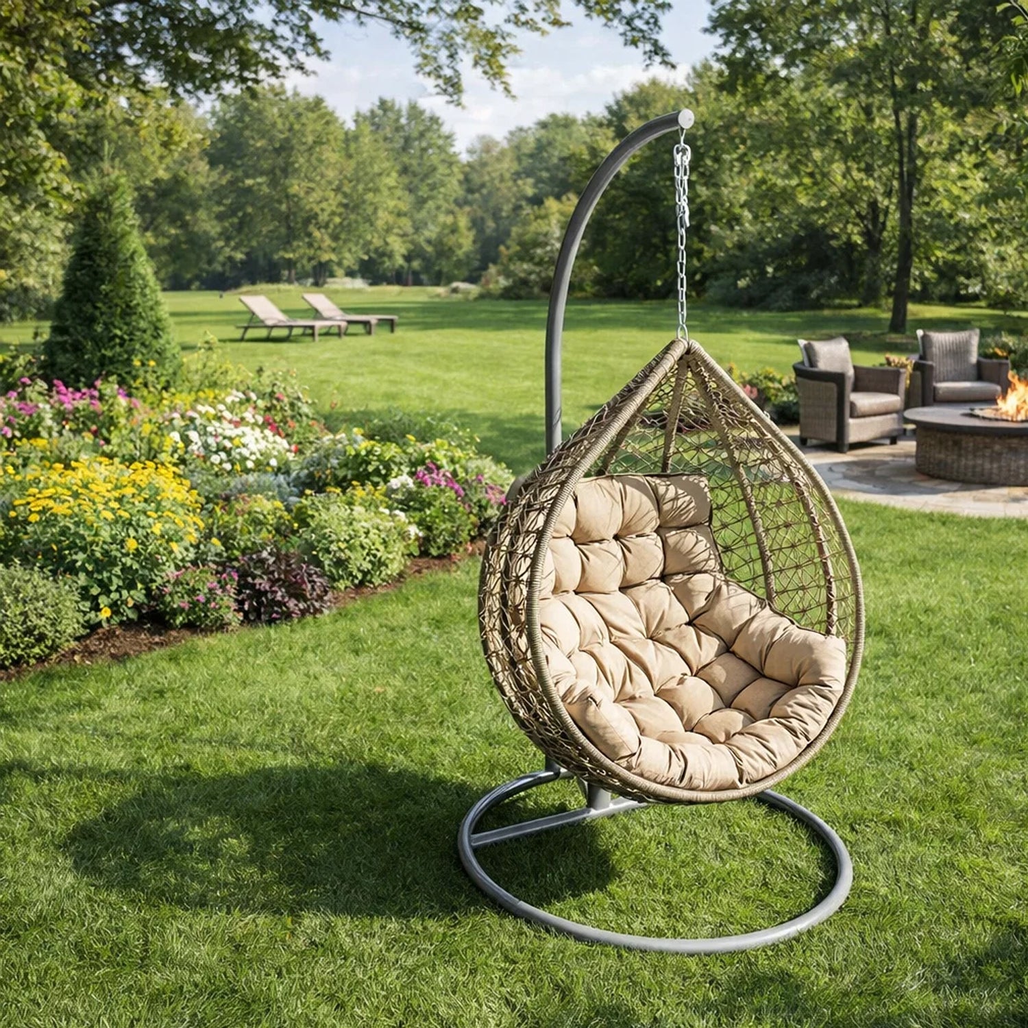 MILLYBO Sitzkissen für Hängesessel & Hängeschaukel  GEORGE Cocoon Kissen - Beige Ökolein
