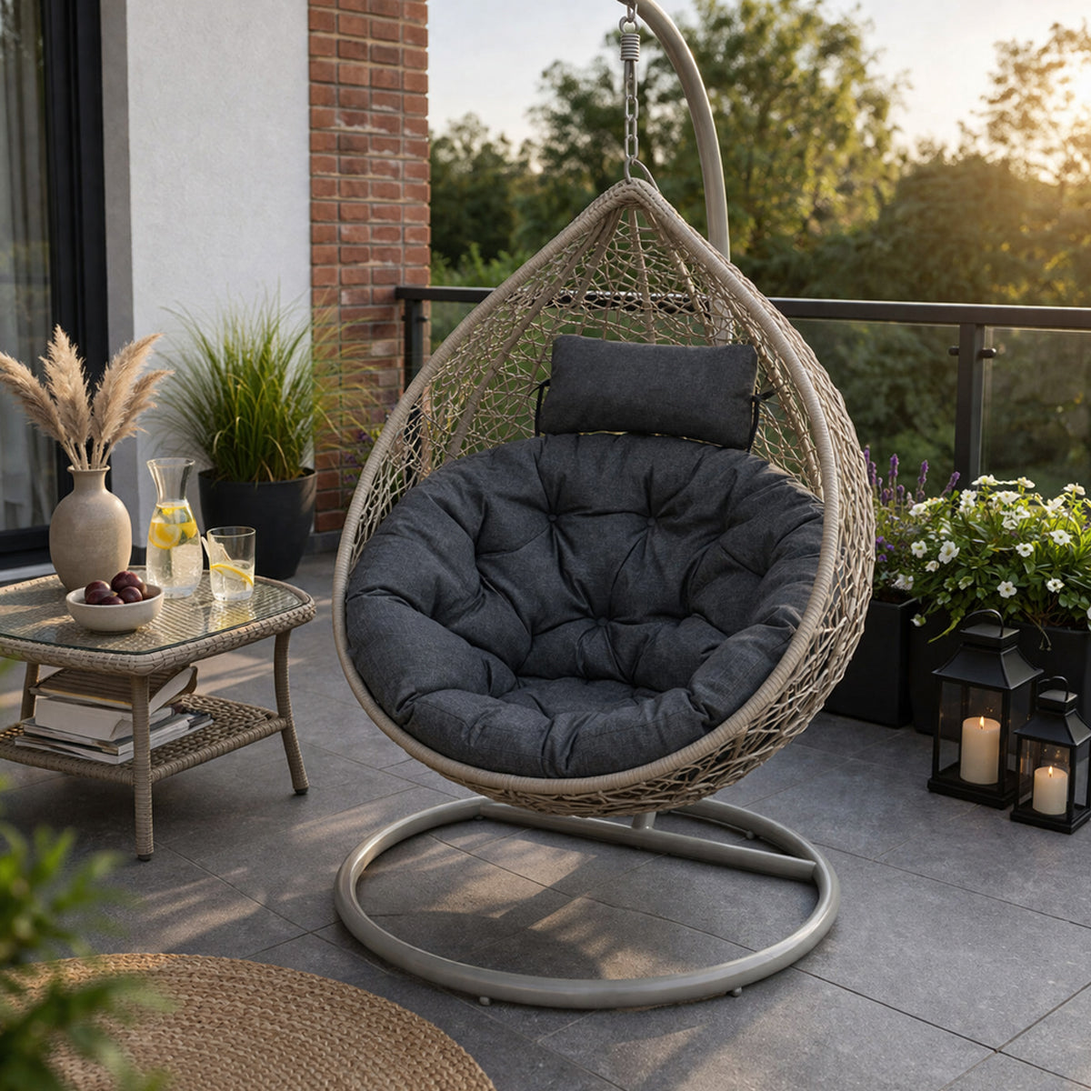 MILLYBO Sitzkissen für Hängesessel & Hängeschaukel  LUNA Cocoon Kissen - Schwarz