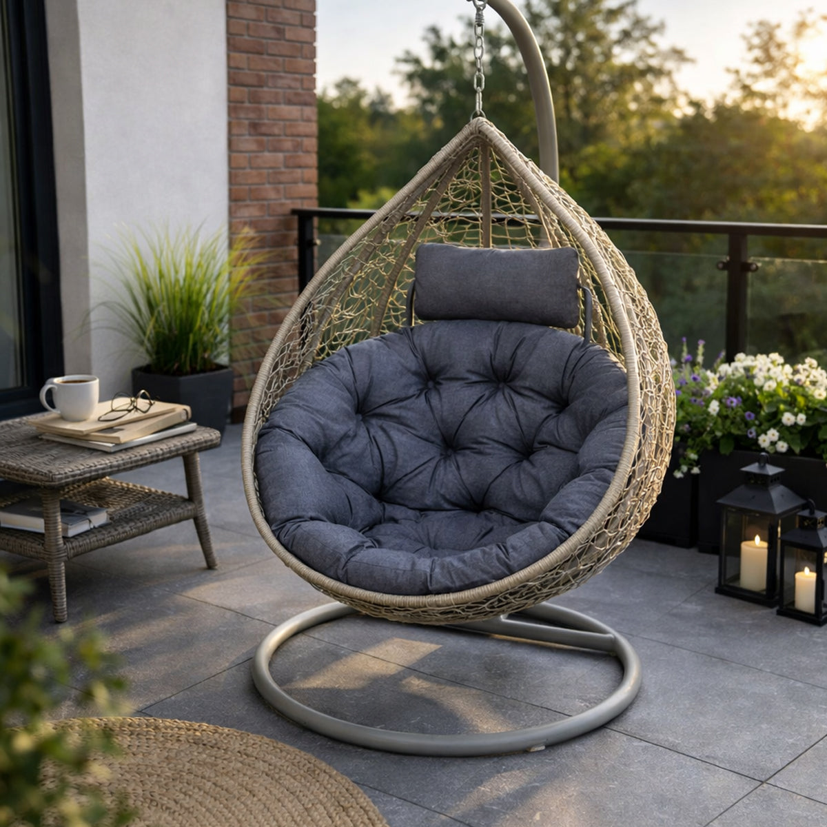 MILLYBO Sitzkissen für Hängesessel & Hängeschaukel  LUNA Cocoon Kissen - Dunkelblau