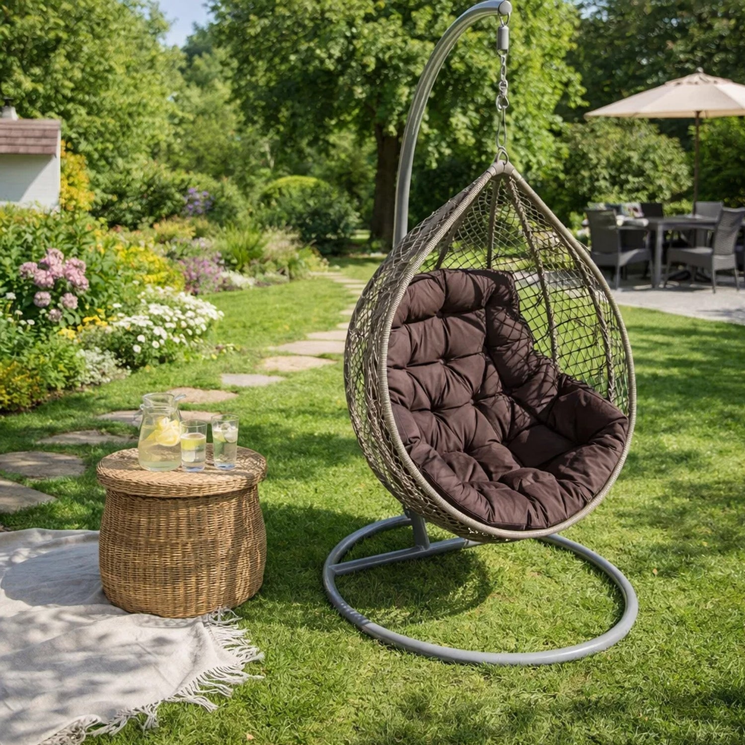 MILLYBO Sitzkissen für Hängesessel & Hängeschaukel  GEORGE Cocoon Kissen - Braun Ökolein