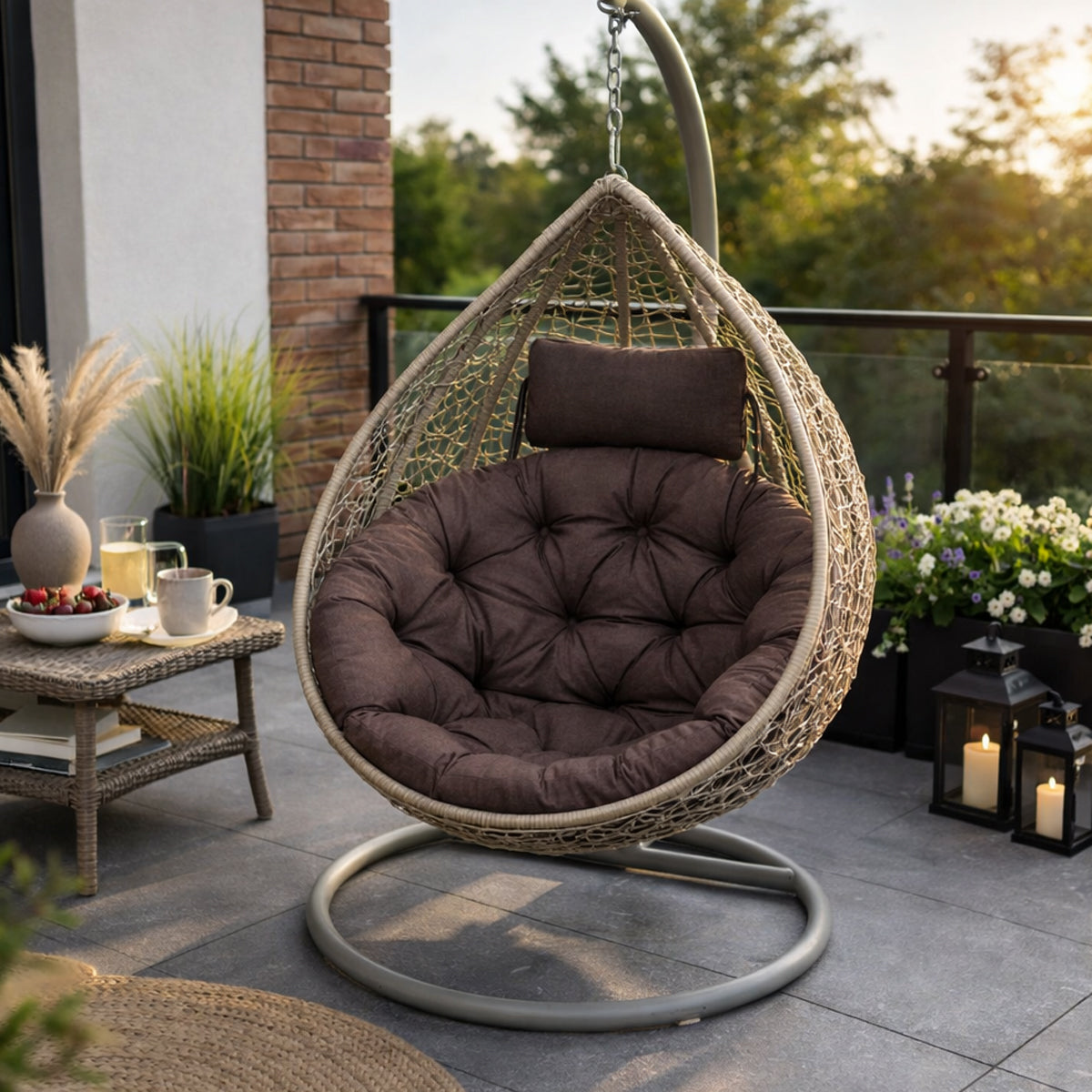 MILLYBO Sitzkissen für Hängesessel & Hängeschaukel  LUNA Cocoon Kissen - Braun
