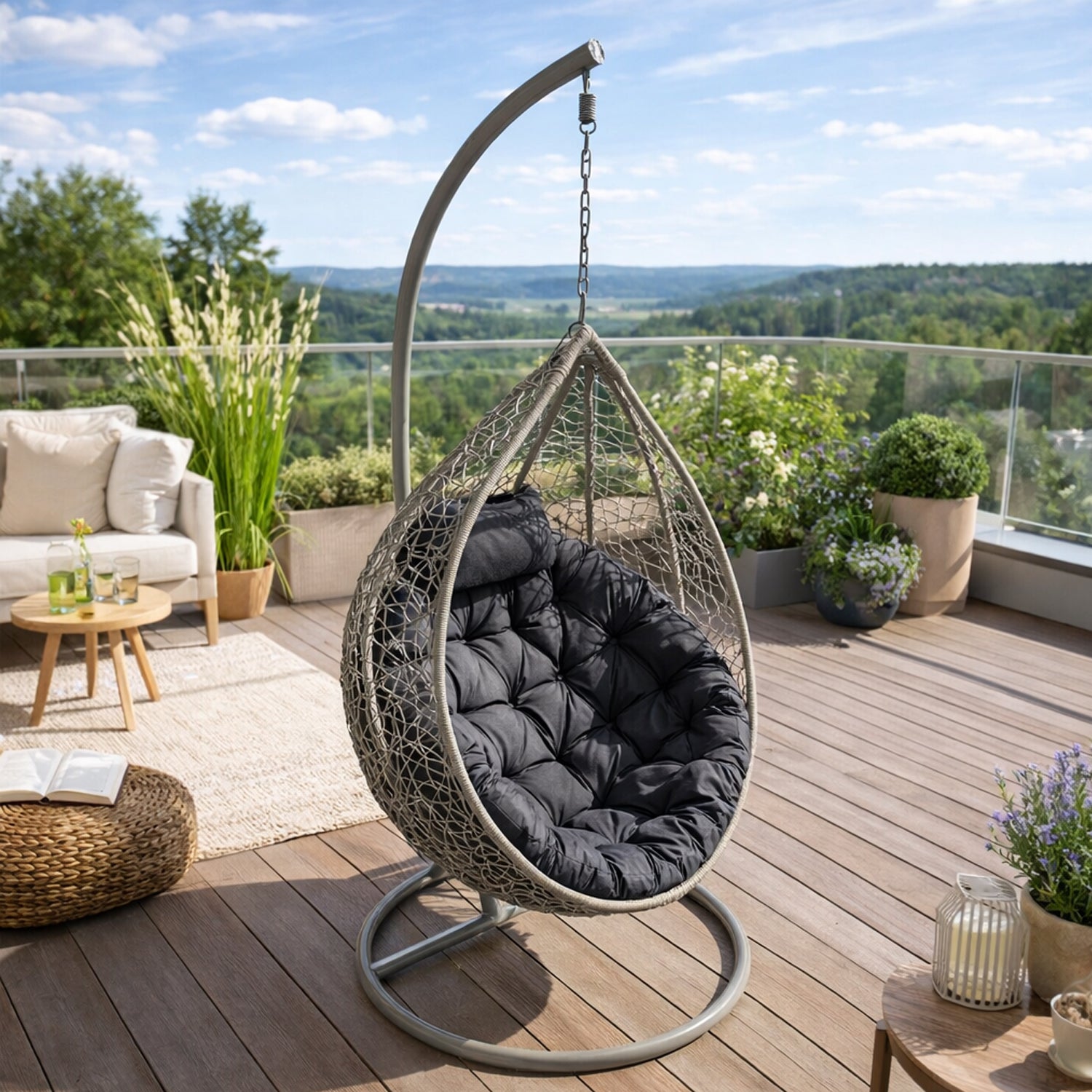 MILLYBO Sitzkissen für Hängesessel & Hängeschaukel  MOON Cocoon Kissen - Graphit