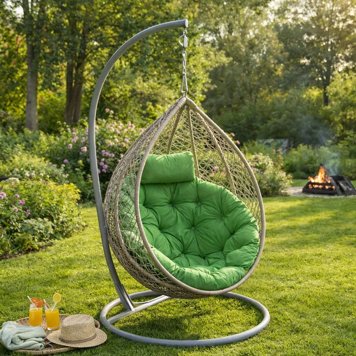 MILLYBO Sitzkissen für Hängesessel & Hängeschaukel  LUNA Cocoon Kissen - Grün