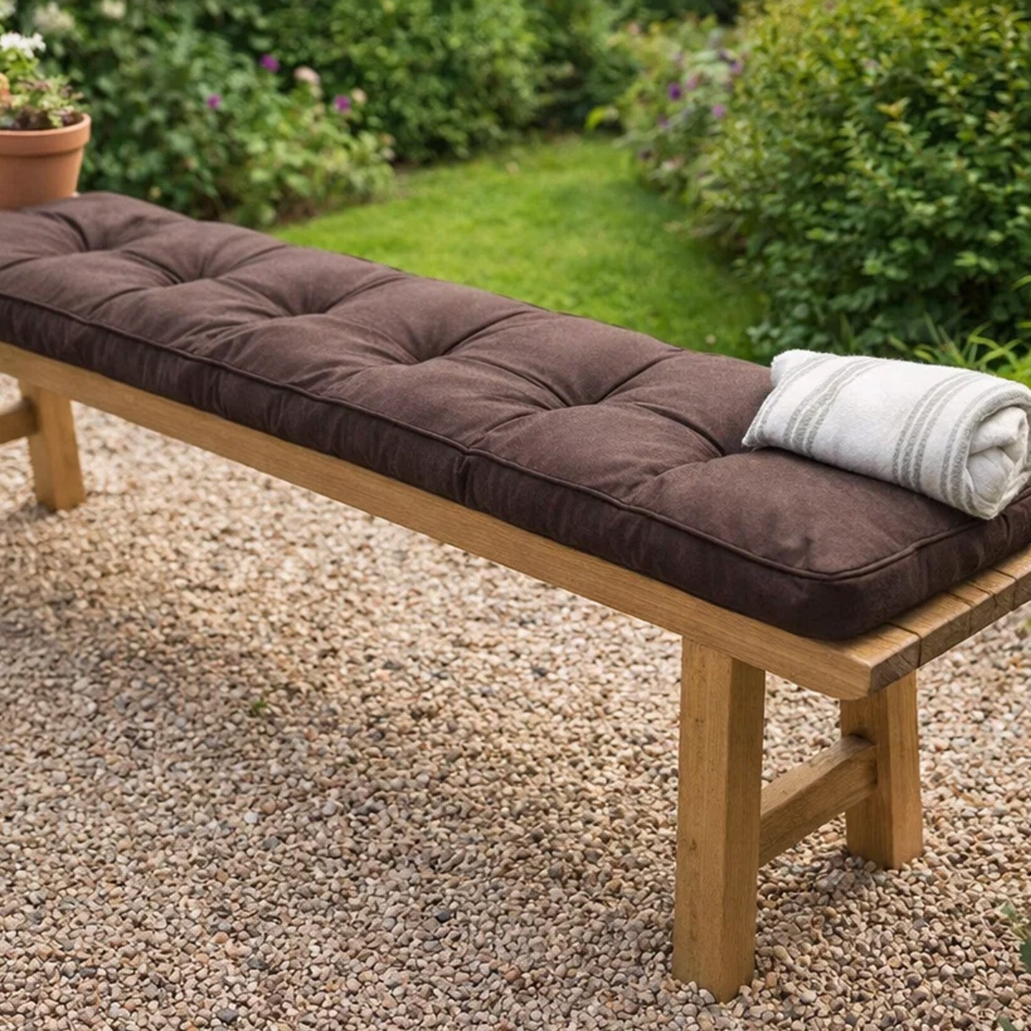 MILLYBO Bankkissen 40 cm ETNA – Gartenbank Auflage Bankpolster für Gartenmöbel & Schaukel (120/150/180 cm) - Braun Ökolein