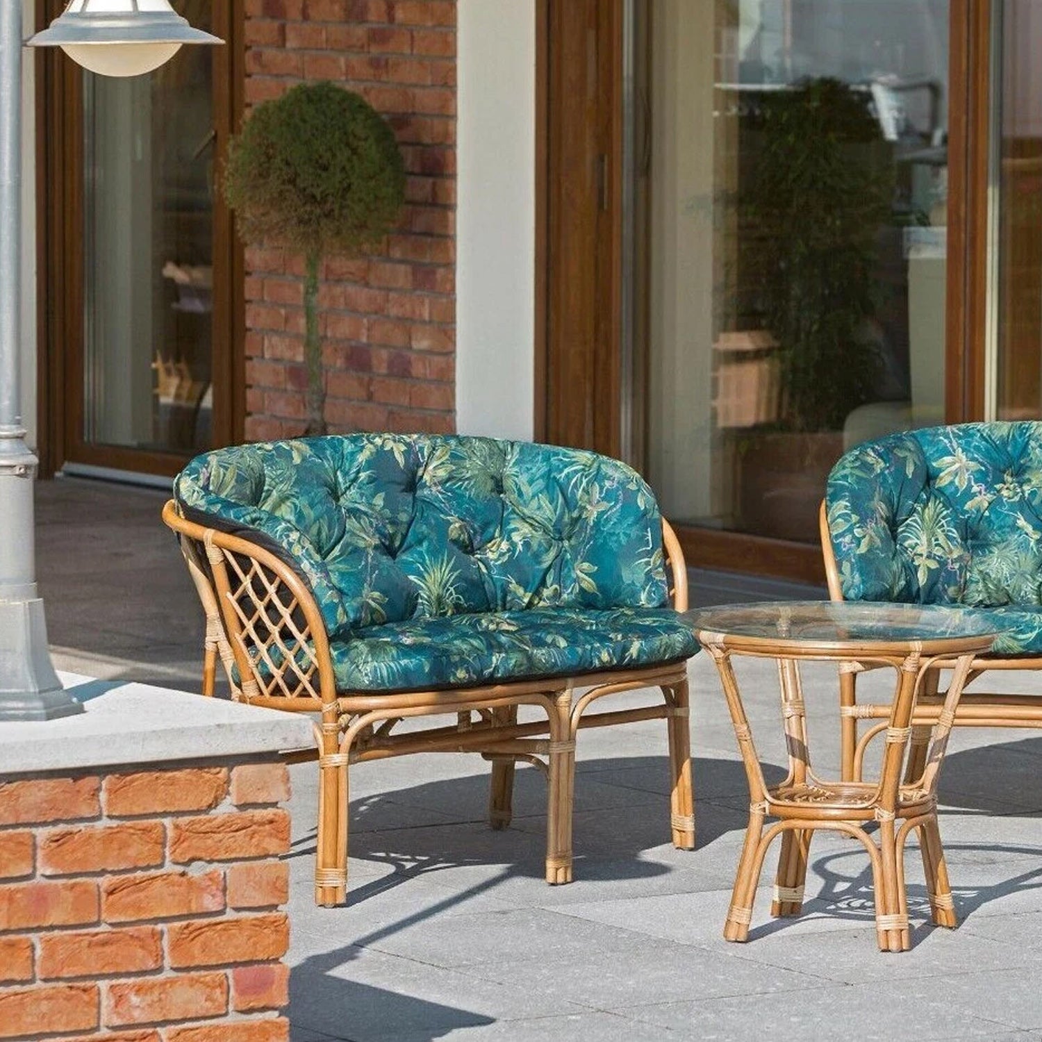 Gartenkissen für Rattanmöbel große AMANDA – 100 x 50  cm, 150 x 38 cm - Grüne Wiese