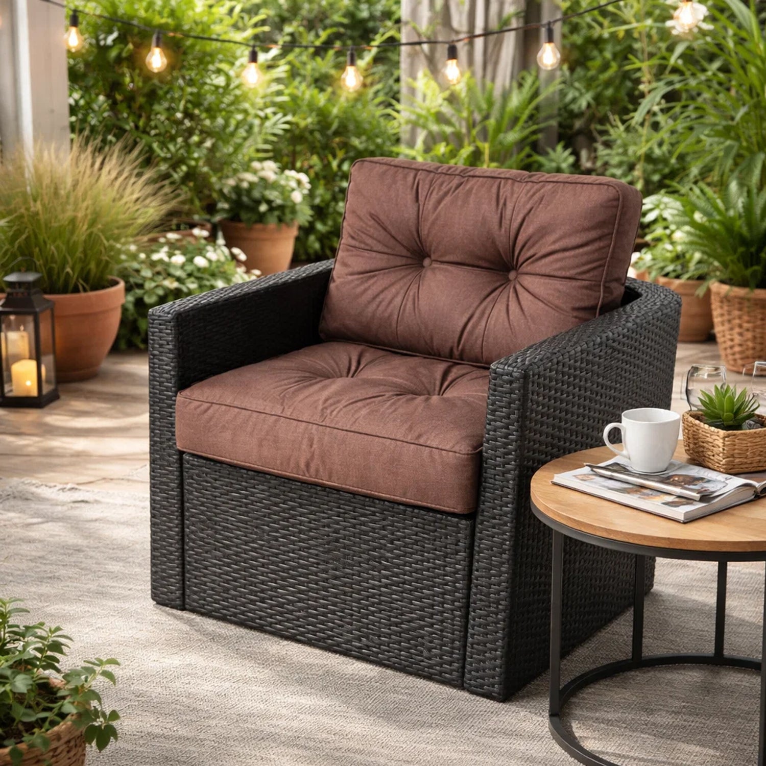 MILLYBO Gartenkissen für Rattanmöbel KAJA Bequeme Sitz- & Rückenauflage: Braun