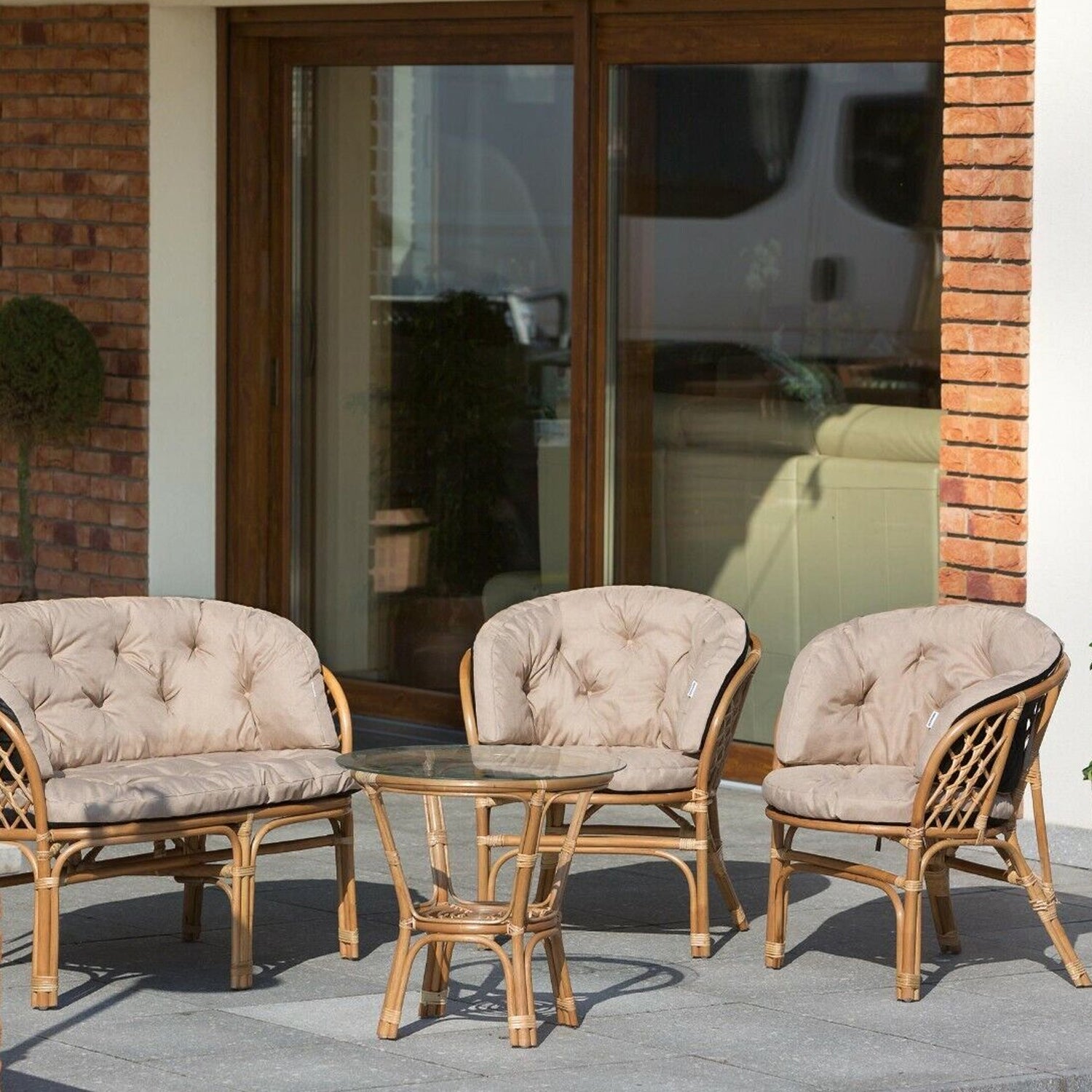 Gartenkissen für Rattanmöbel kleine AMANDA – 50 x 50  cm, 100 x 38 cm - Beige