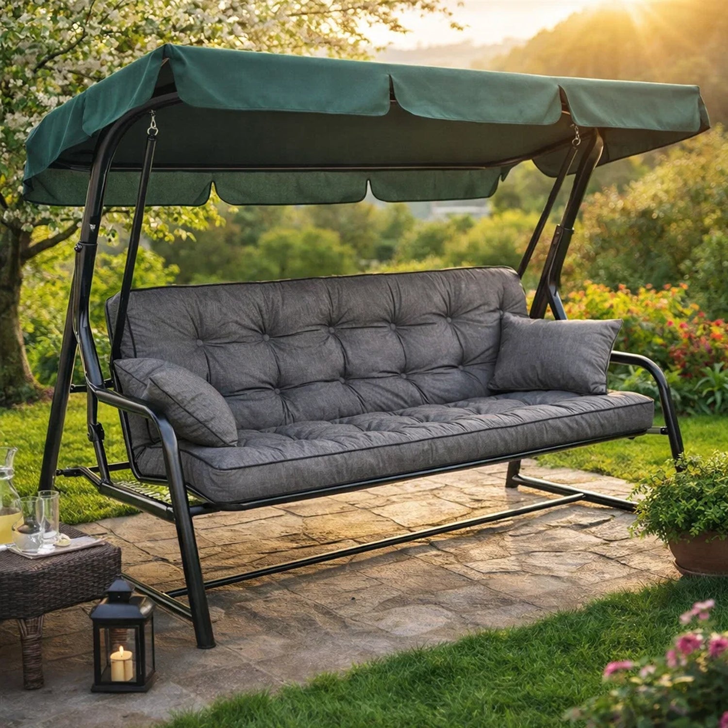 MILLYBO Hollywoodschaukel Sitzkissen 100–180 cm Auflage – Gartenschaukel Polster POLA - Graphit