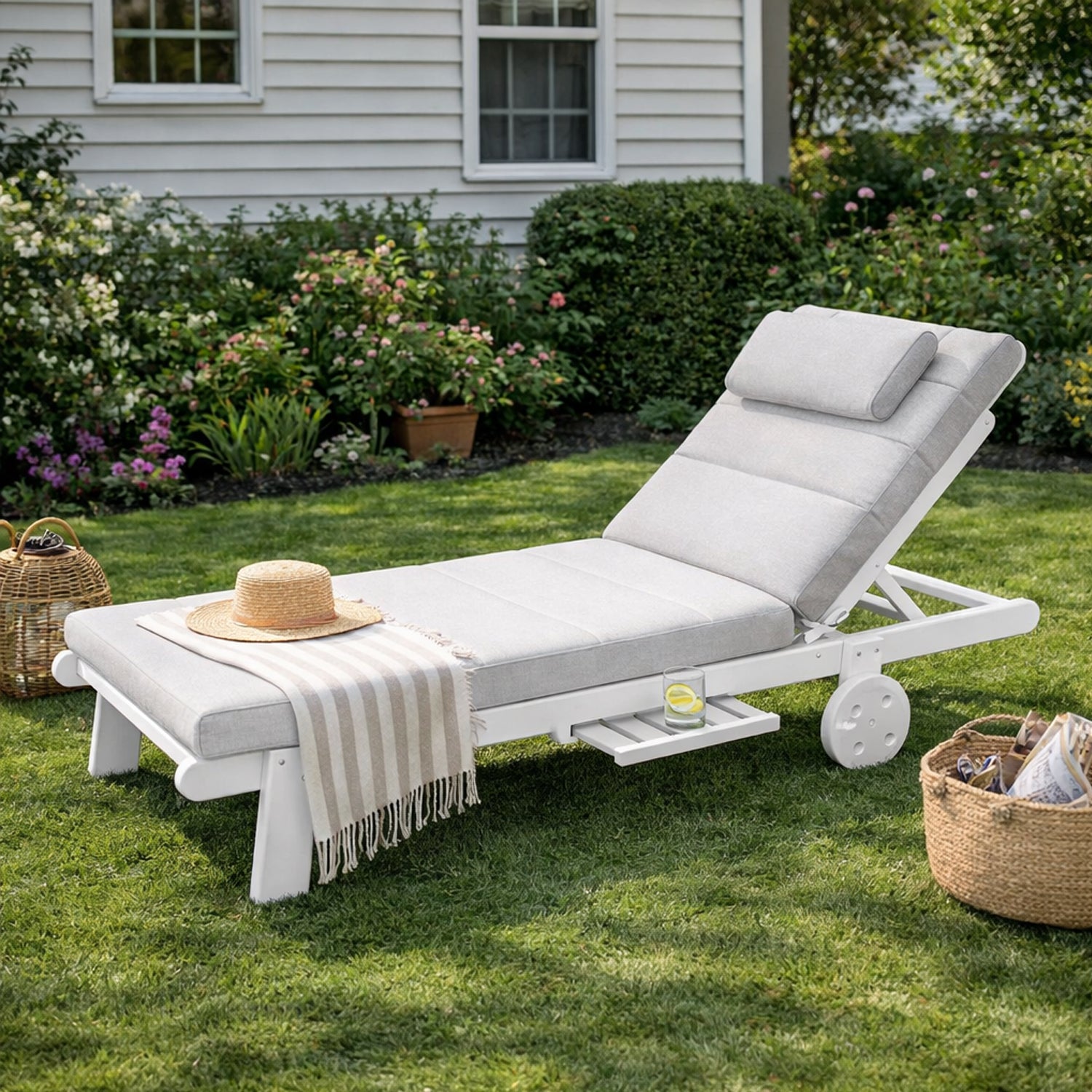 MILLYBO Kissen für Strand- & Gartenliegestühle  Liegestühle MALAGA - Hellgrau