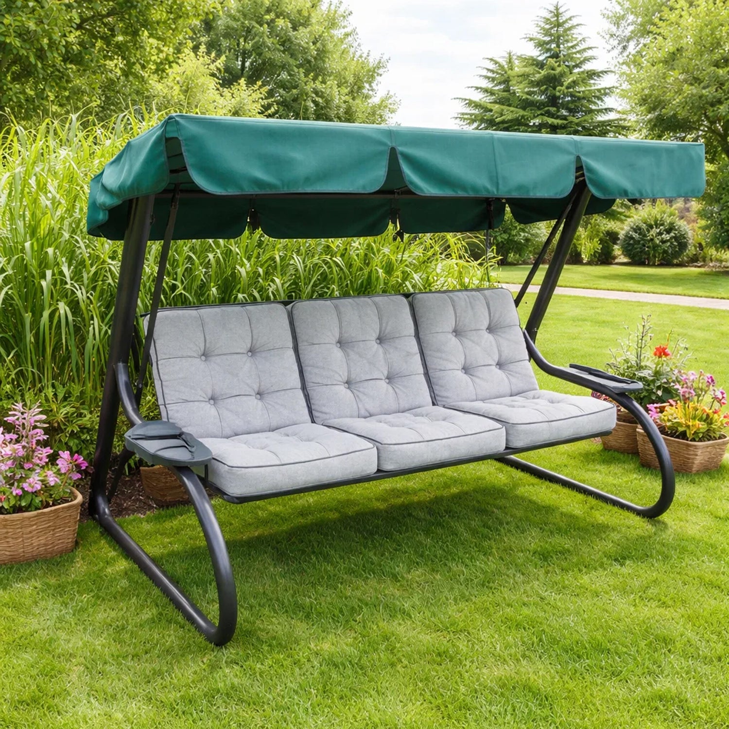 MILLYBO Hollywoodschaukel Sitzkissen 40-50 cm Auflage – Gartenschaukel Polster VENUS - Hellgrau
