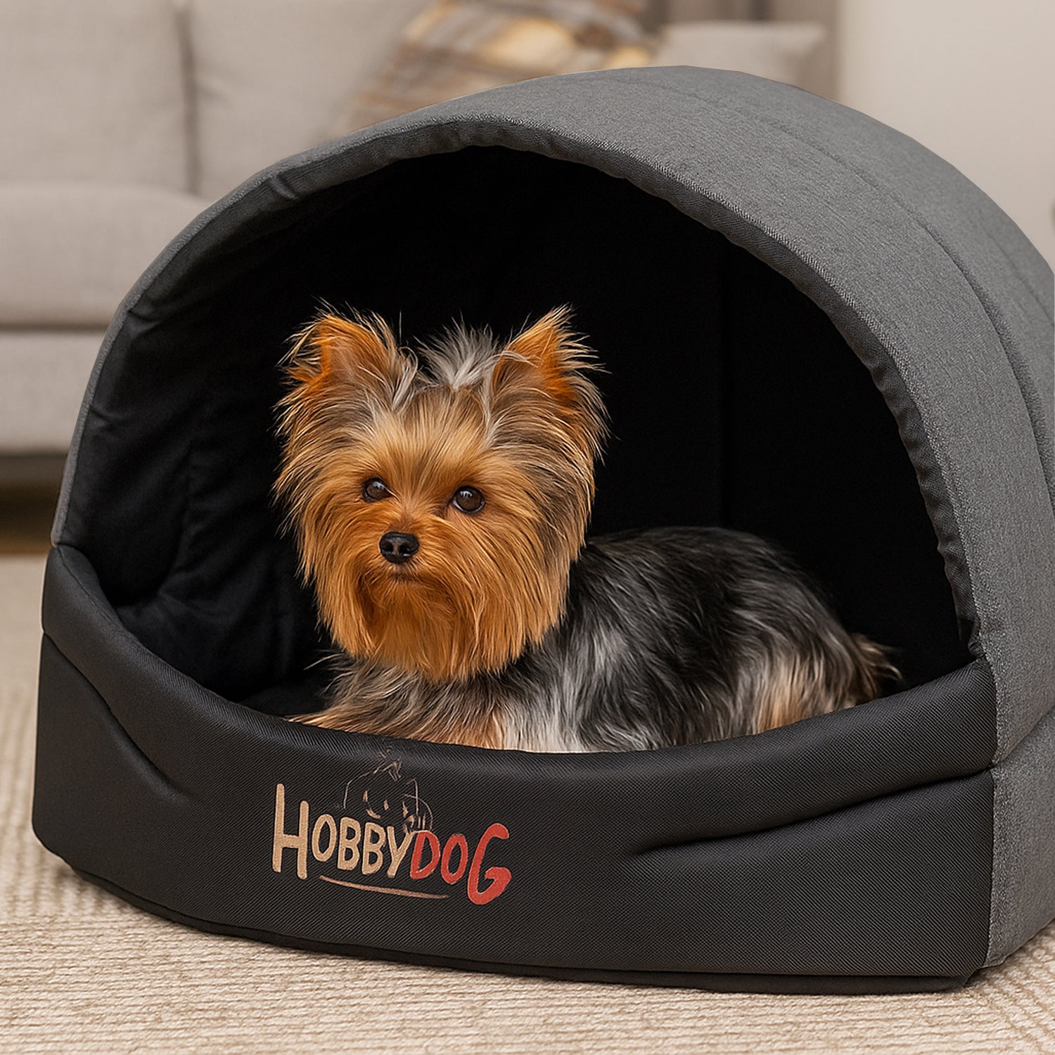 MILLYBO Hundehöhle aus Stoff – Weiches Hundebett & Gemütliches Hundehaus: Graphit Ekolen