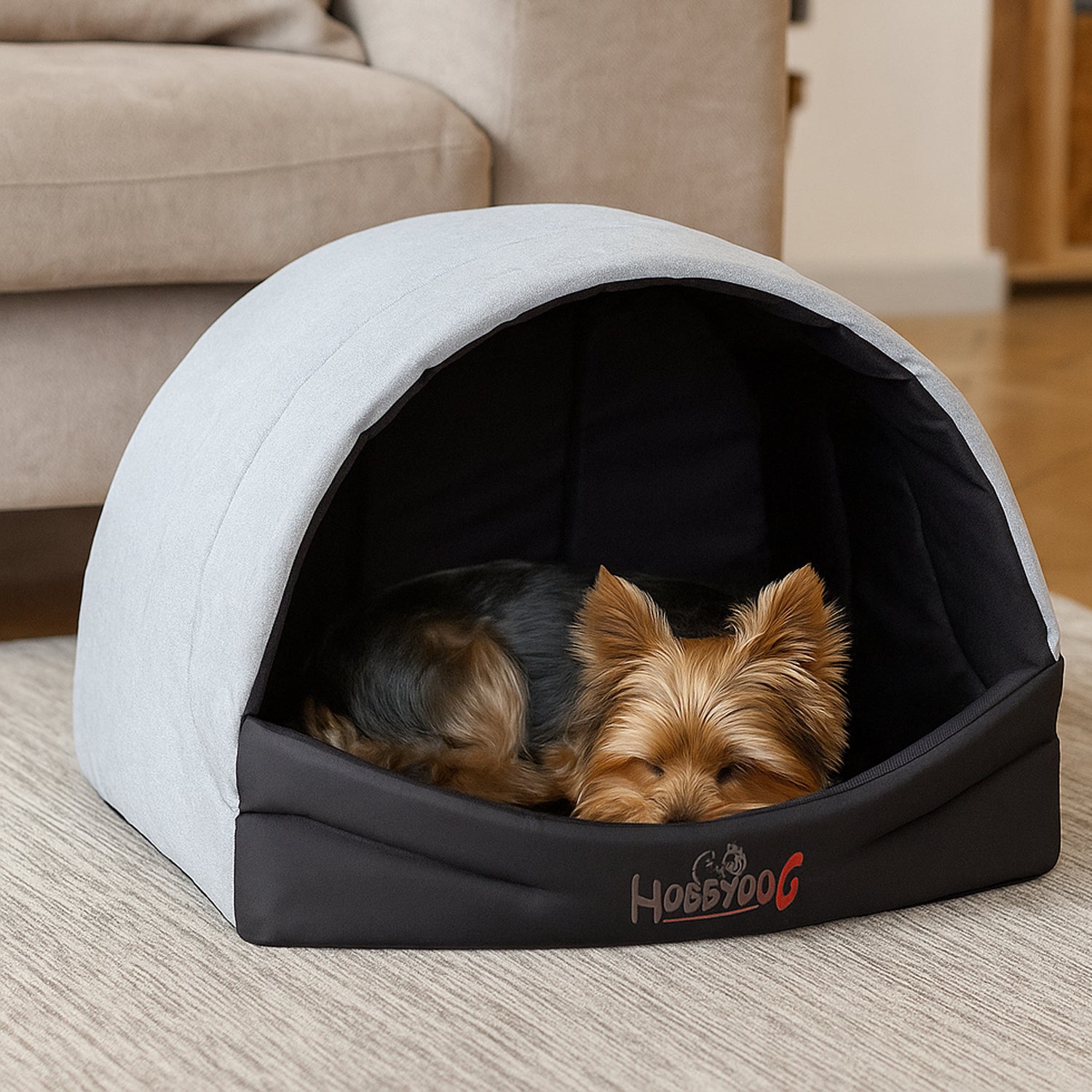MILLYBO Hundehöhle aus Stoff – Weiches Hundebett & Gemütliches Hundehaus: Hellgrau Ekolen