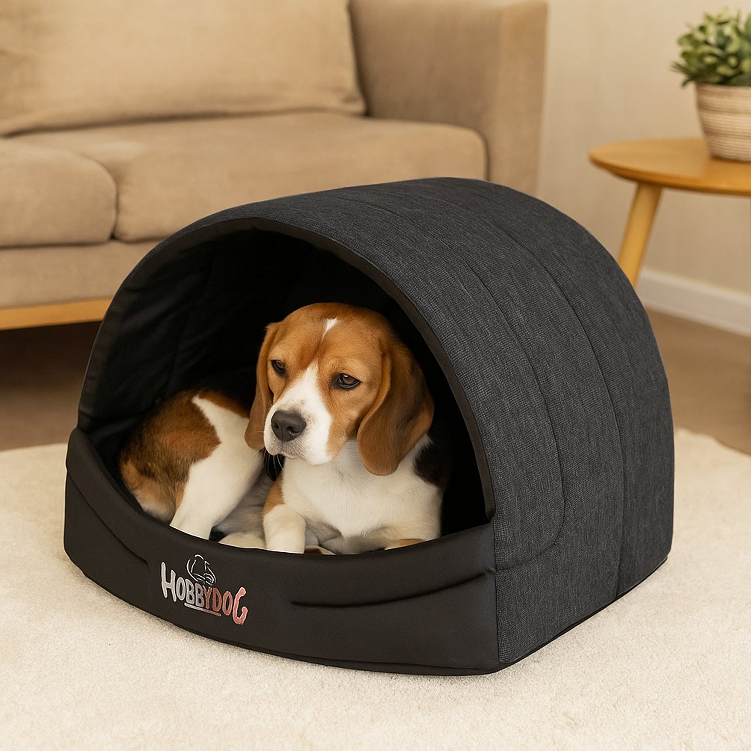 MILLYBO Hundehöhle aus Stoff – Weiches Hundebett & Gemütliches Hundehaus: Schwarz Ekolen