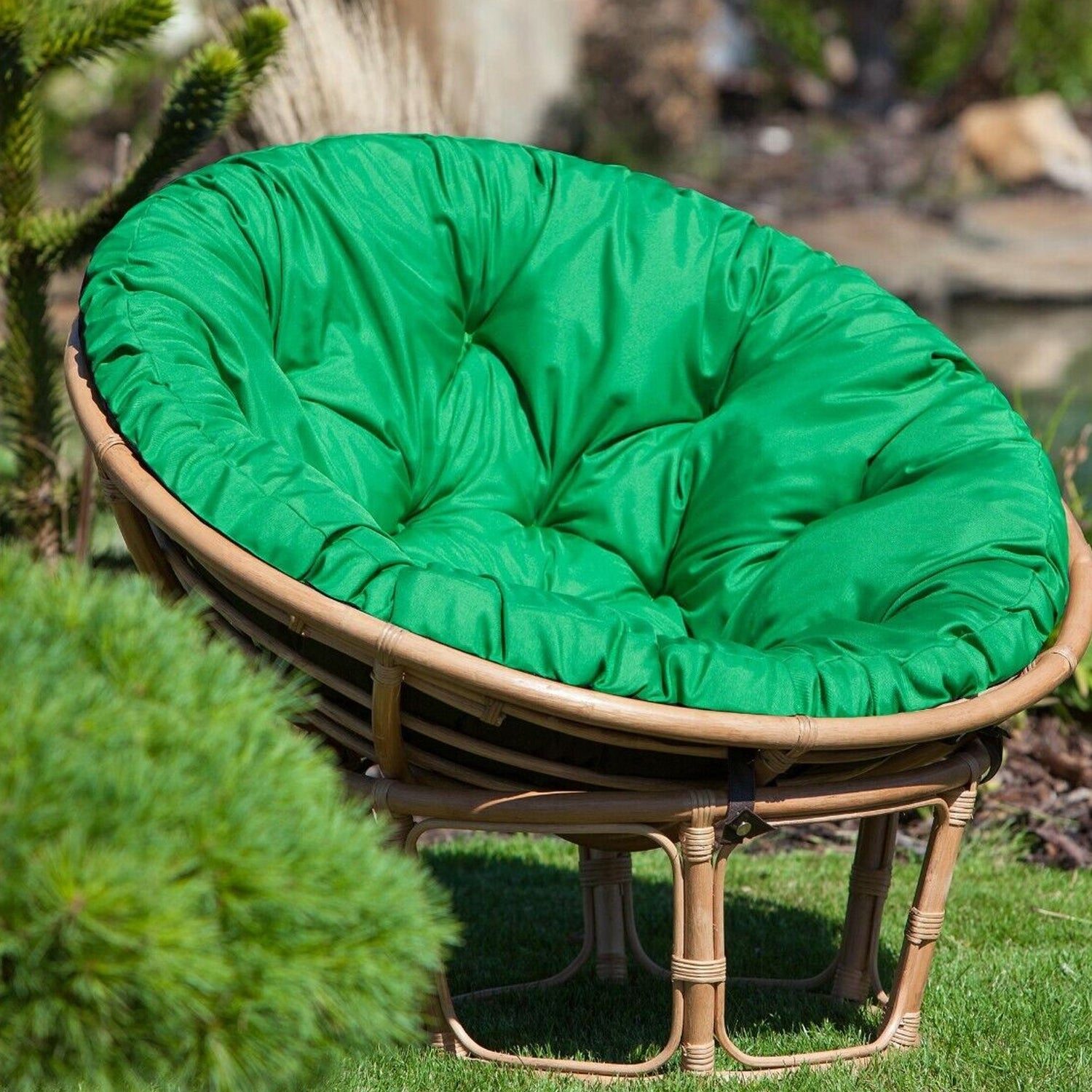 MILLYBO Papasan Sitzkissen SOA 114 cm – Polster Auflage für Rattansessel, Hängesessel & Schaukel: Grün