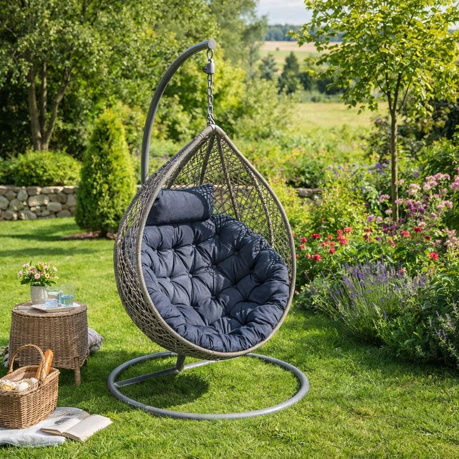 MILLYBO Sitzkissen für Hängesessel & Hängeschaukel  MOON Cocoon Kissen - Dunkelblau