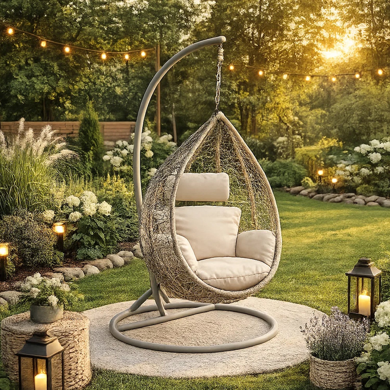 MILLYBO Sitzkissen für Hängesessel & Hängeschaukel  BARRY Cocoon Kissen - Beige Ökolein