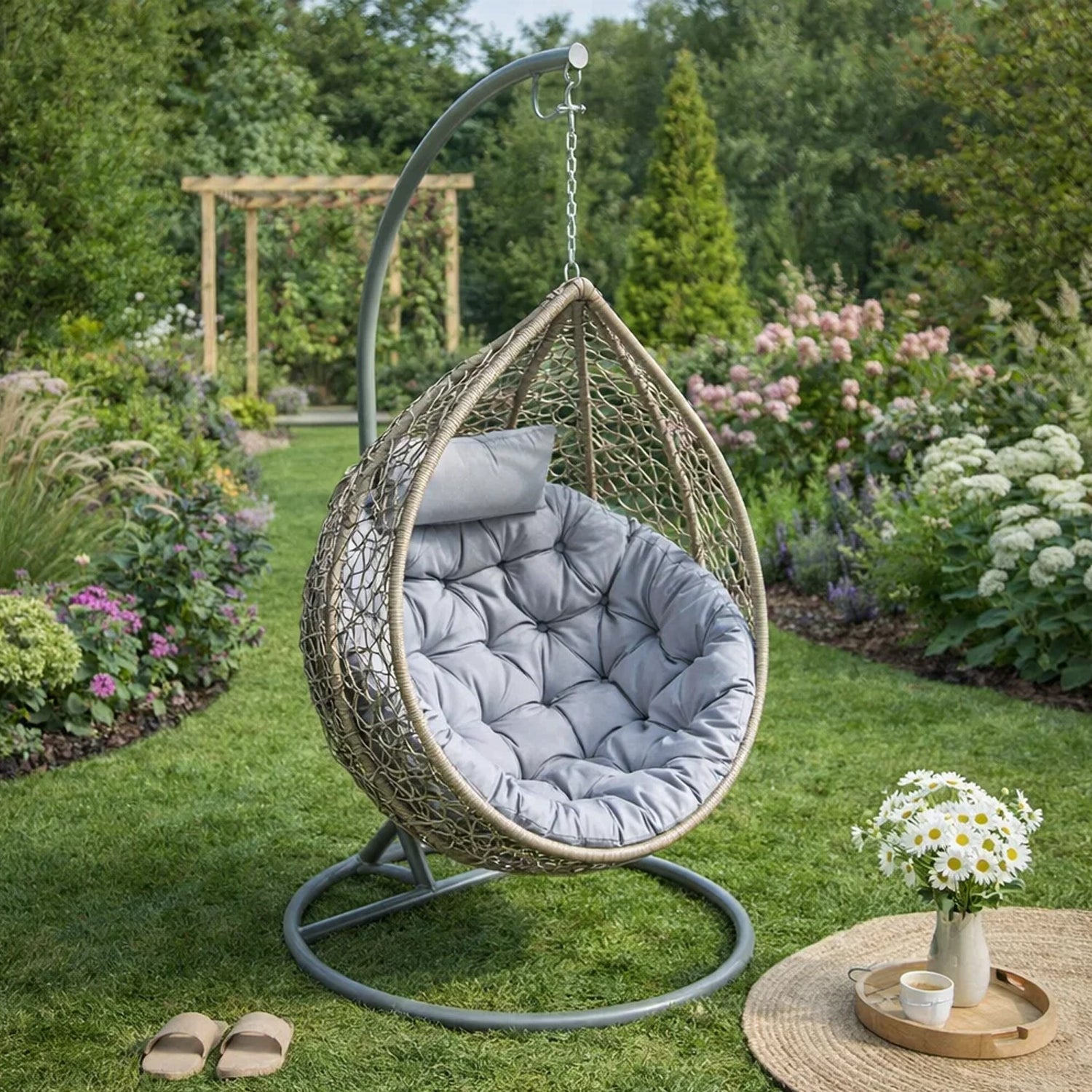 MILLYBO Sitzkissen für Hängesessel & Hängeschaukel  MOON Cocoon Kissen - Hellgrau