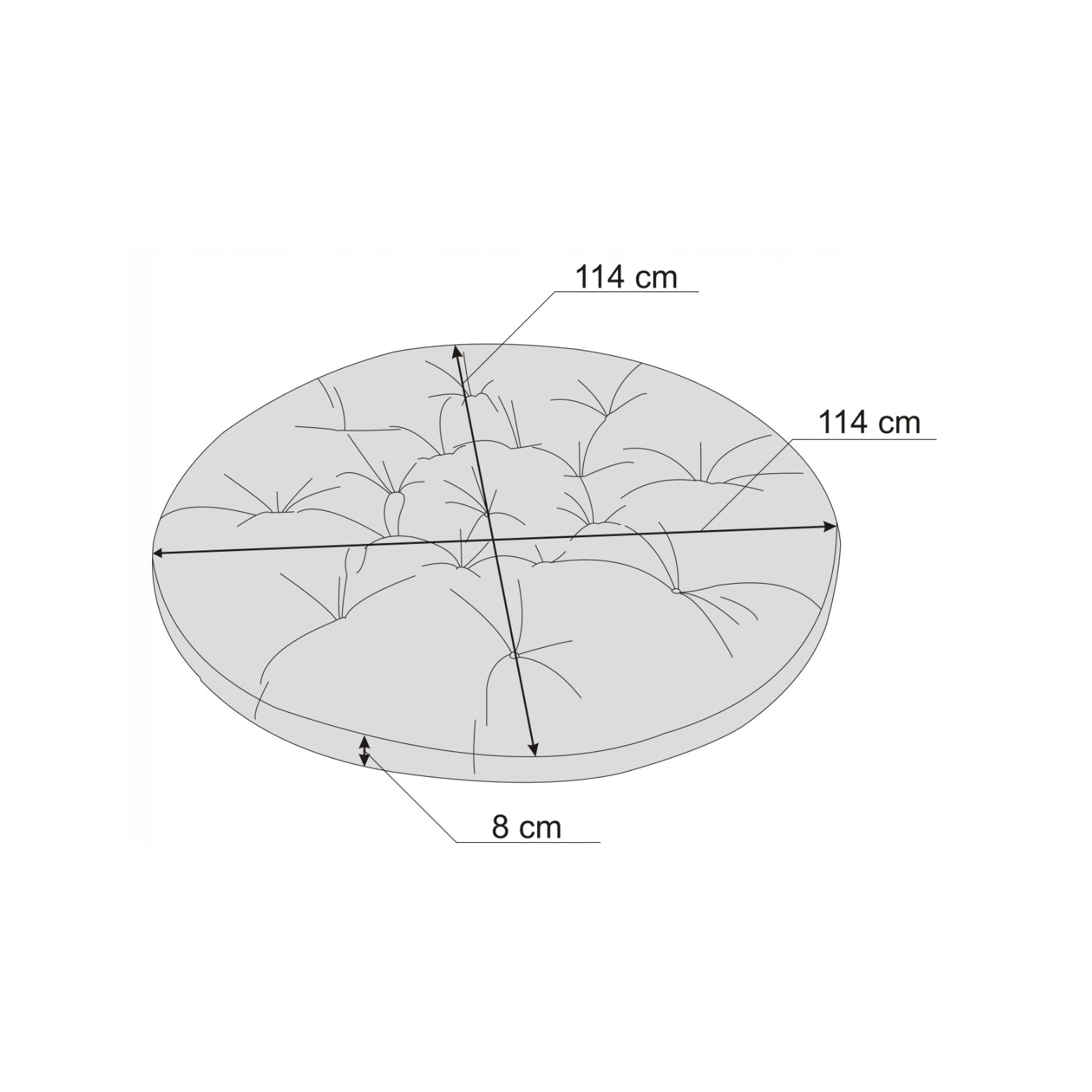 MILLYBO Papasan Sitzkissen SOA 114 cm – Polster Auflage für Rattansessel, Hängesessel & Schaukel: Graphit