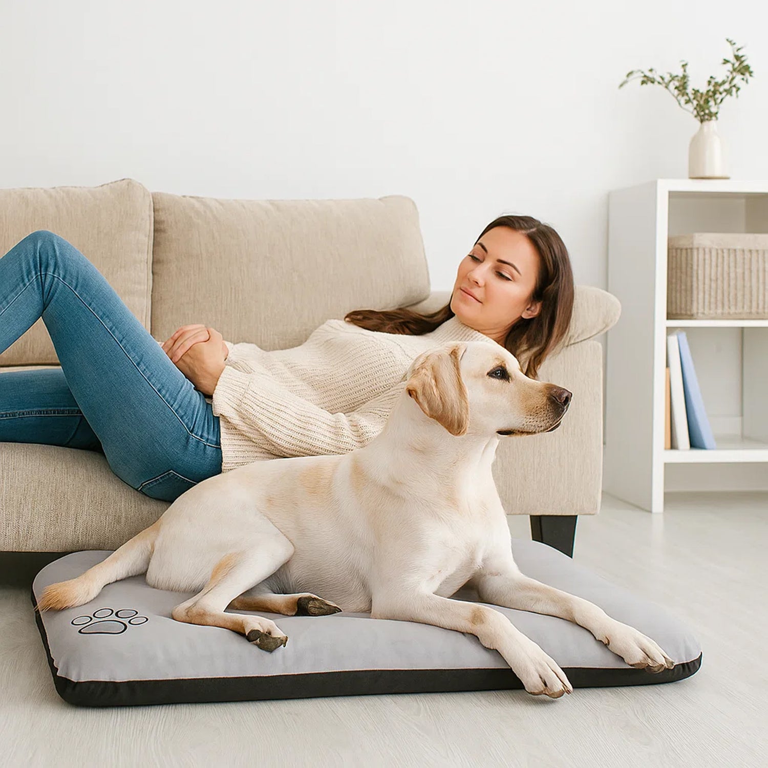 MILLYBO ECO Hundematratze  – Weiches Bett für Hunde und Katzen - Hellgrau