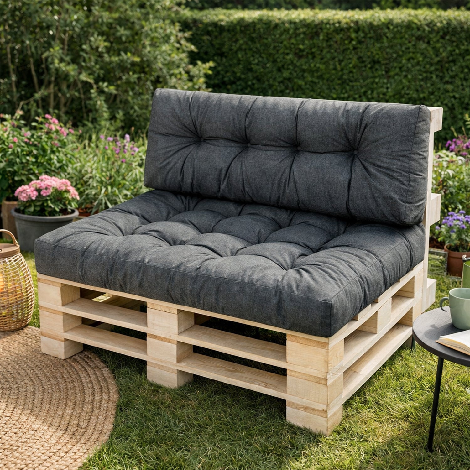 MILLYBO Palettenkissen LEO Set 1+1 Graphit – Komfort & Stil für deinen Garten