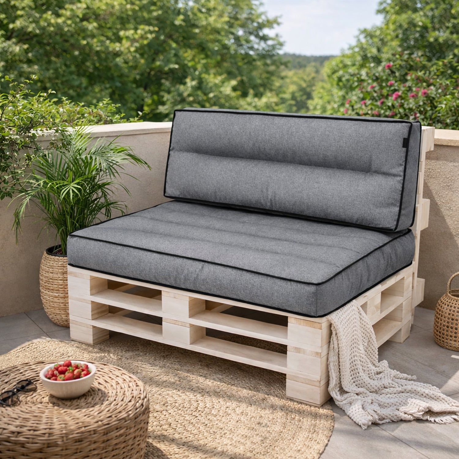 MILLYBO Palettenkissen Rückenlehne 120x40 cm TOMEK – Outdoor Gartenkissen - Graphit