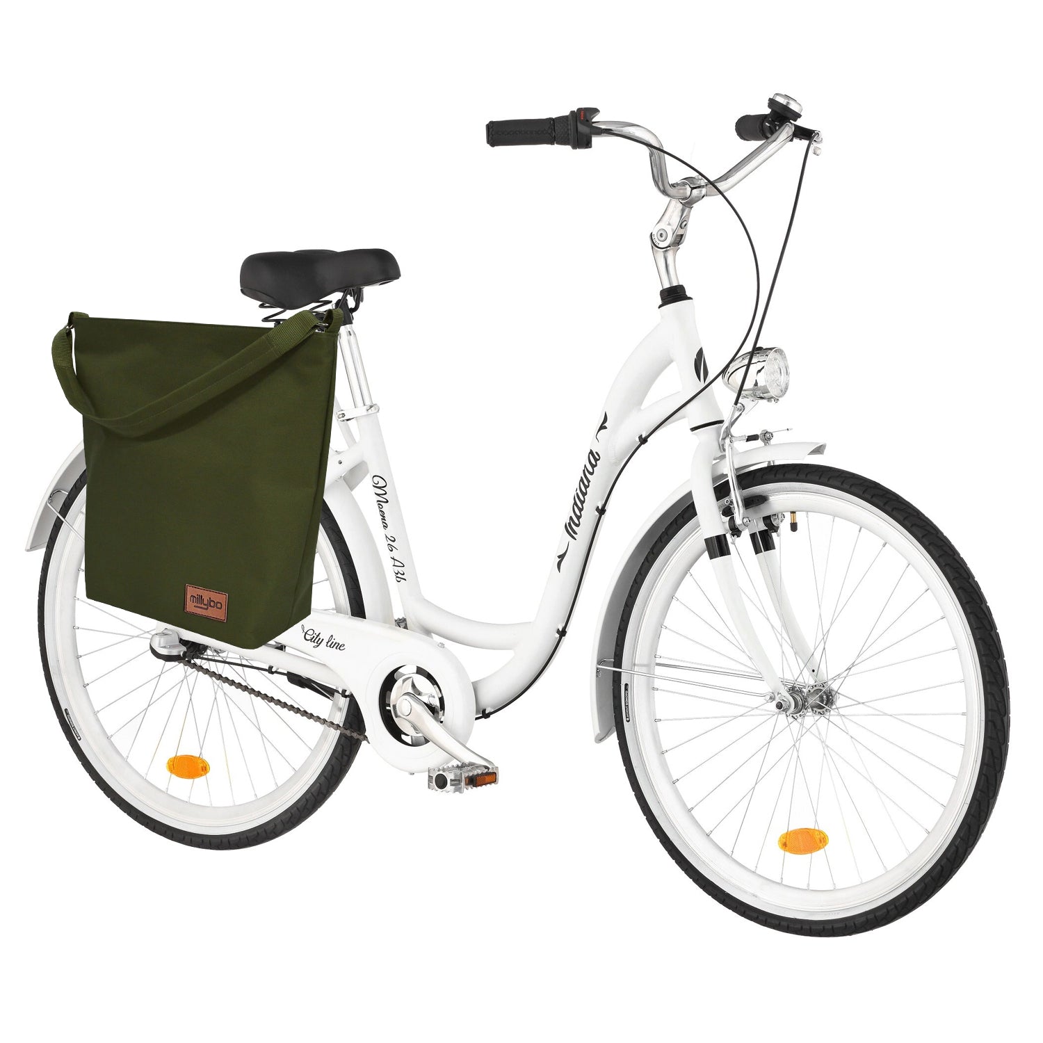 MILLYBO SHOPPER BAG Stylische Fahrradtasche für Gepäckträger 18L - Olivegrün