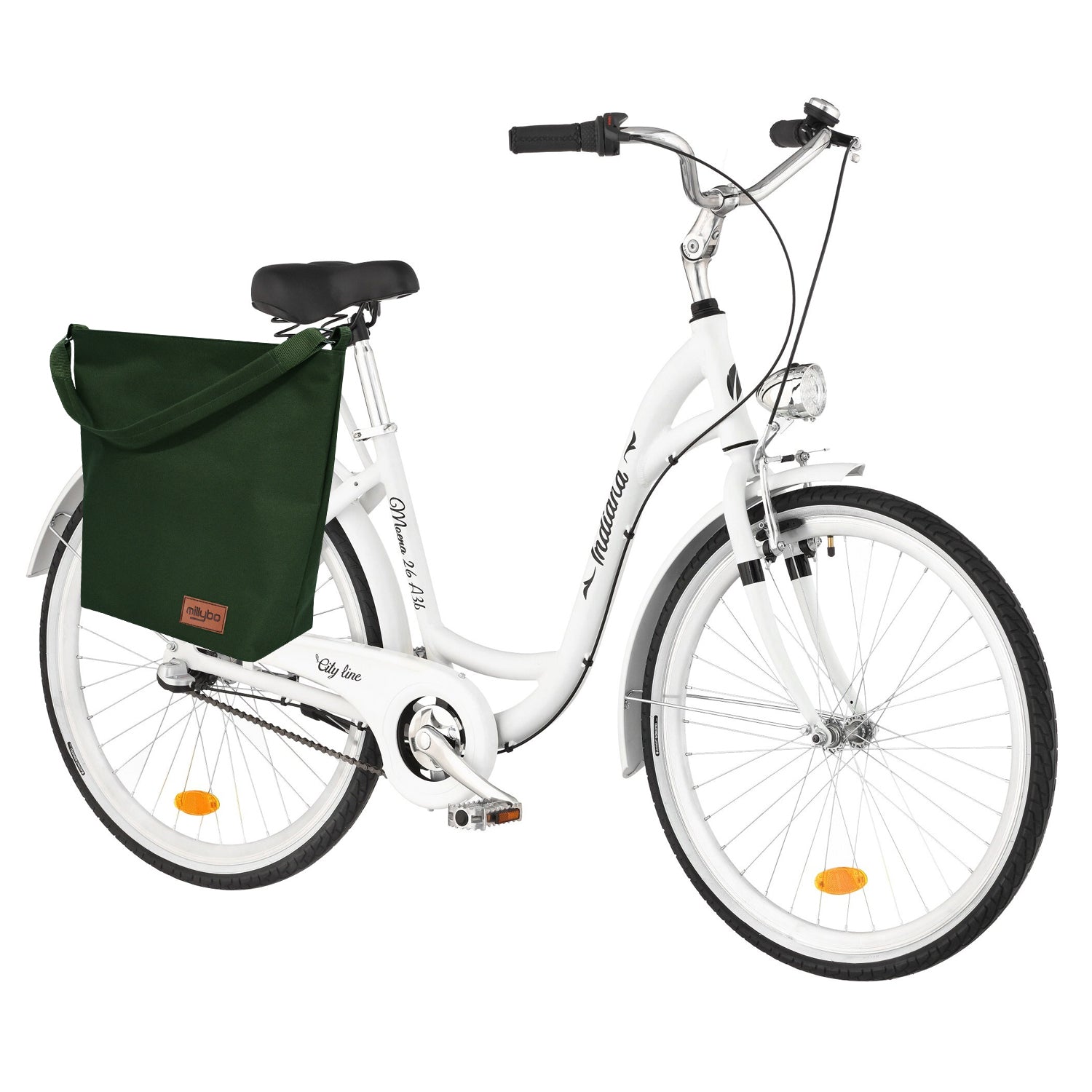 MILLYBO SHOPPER BAG Stylische Fahrradtasche für Gepäckträger 18L - Dunkelgrün