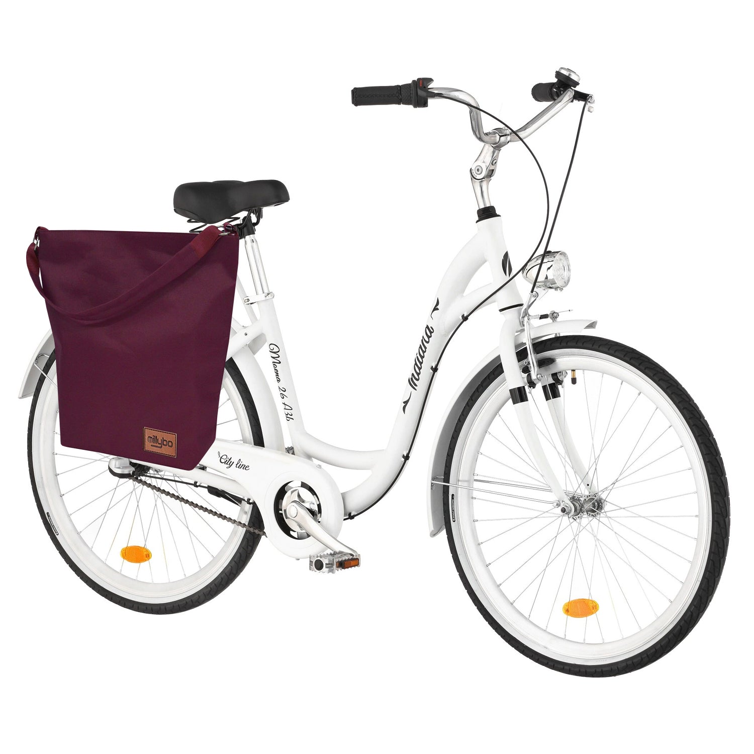 MILLYBO SHOPPER BAG Stylische Fahrradtasche für Gepäckträger 18L - Winerot