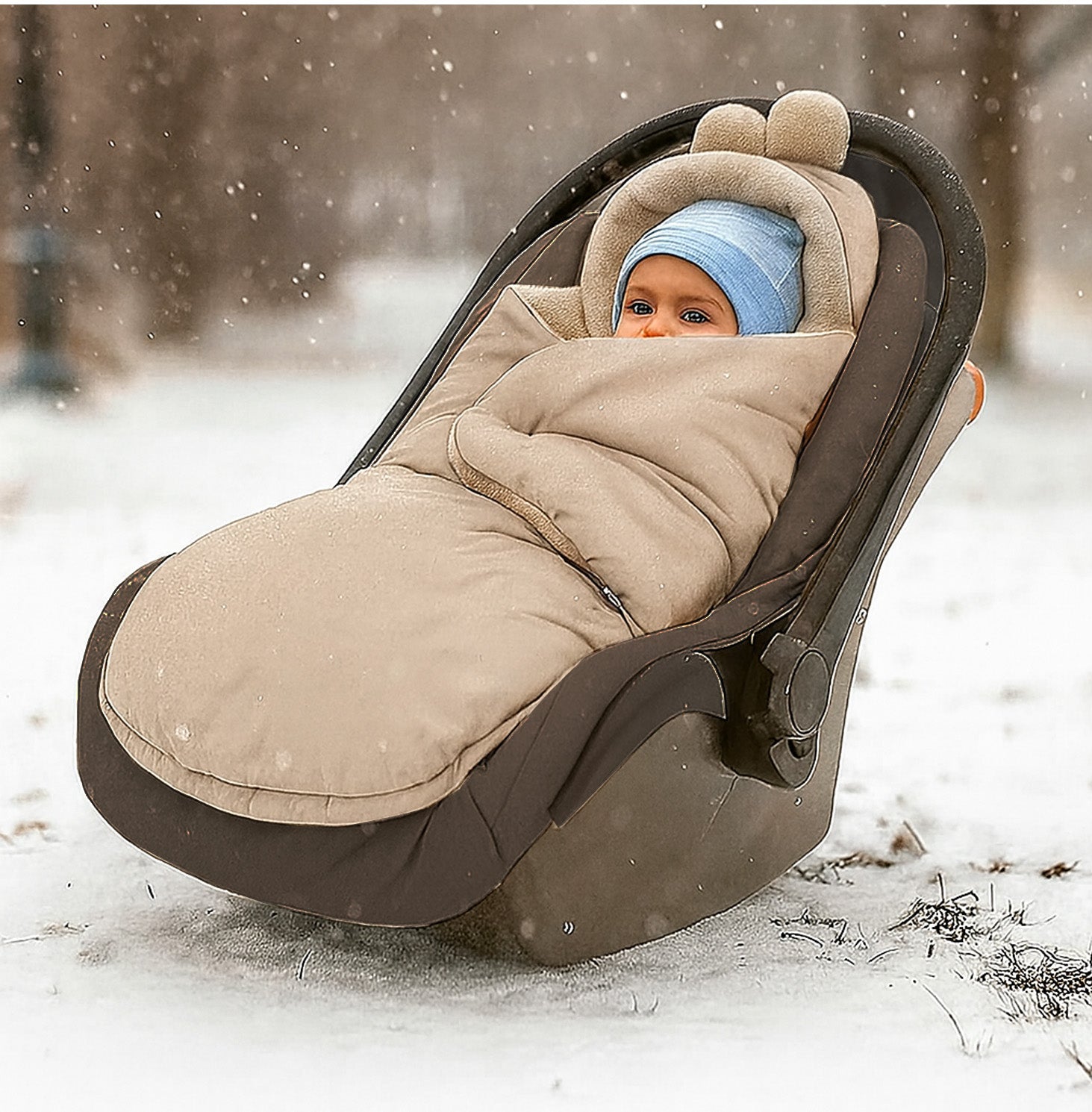 MILLYBO Baby Fußsack – Winter Einschlagdecke für Kinderwagen & Autositz - Beige