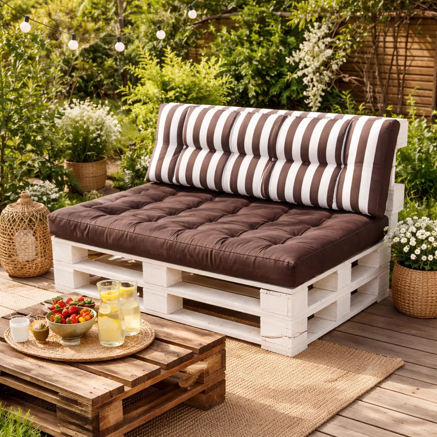 MILLYBO Palettenkissen LEO 120x80 cm – Gartenkissen, Sitzmatratze 12 cm dick - Braun